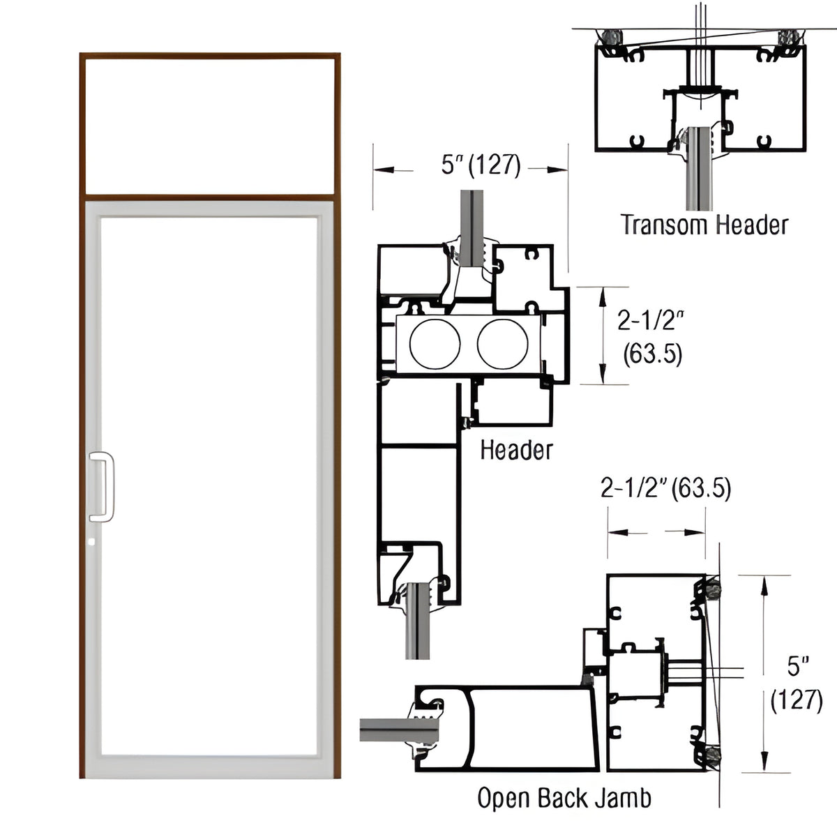 CRL-U.S. Aluminum Dark Bronze/Black Anodized Class 1 Series IG500 Custom Transom Door Frame for Geared Hinged, CVR Strike, and Overhead Concealed Closer