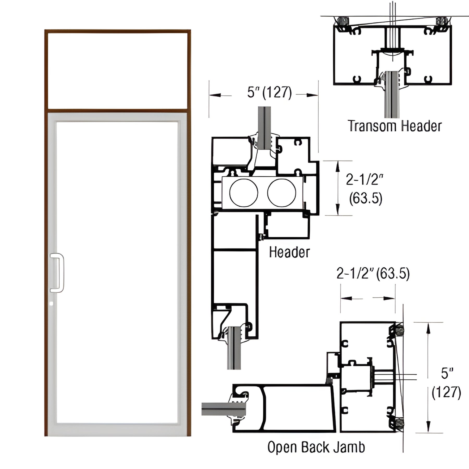 CRL-U.S. Aluminum Dark Bronze/Black Anodized Class 1 Series IG500 Custom Transom Door Frame for Geared Hinged, CVR Strike, and Overhead Concealed Closer