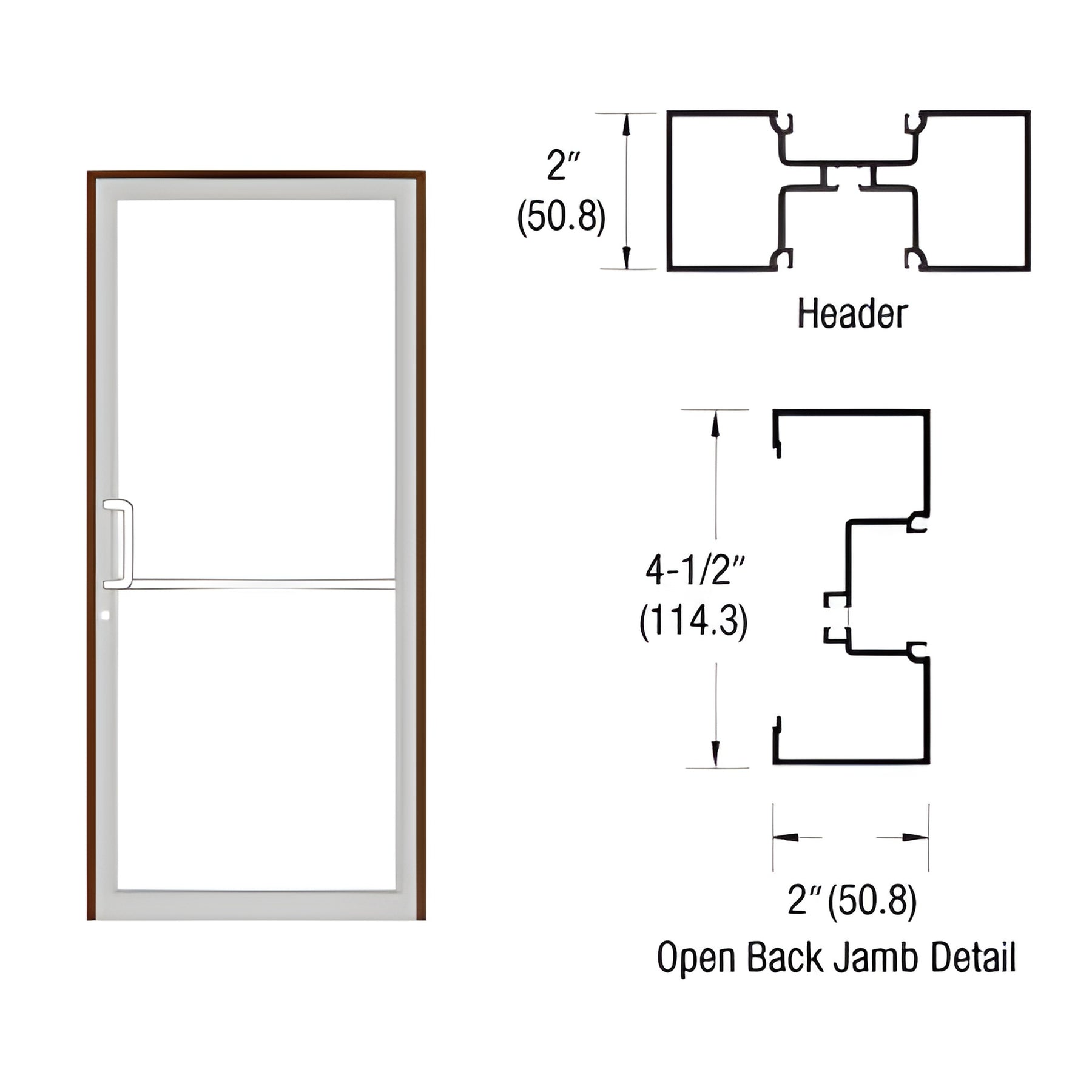 CRL-U.S. Aluminum Dark Bronze/Black Anodized Class 1 Series IT451 Open Back Butt Hinge Up and Over Frame Complete (1F)