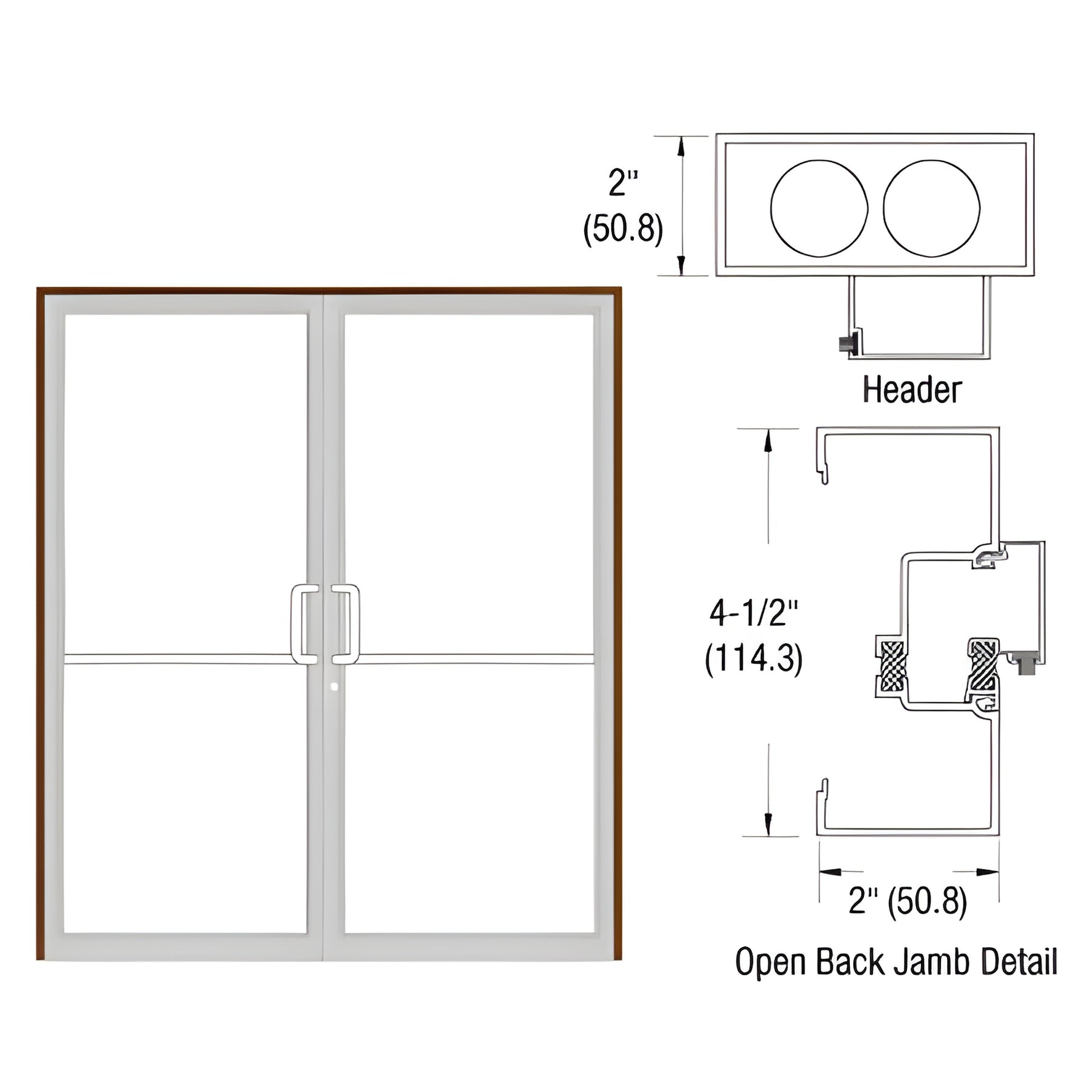 CRL-U.S. Aluminum Dark Bronze/Black Anodized Class 1 Thermally Improved Up and Over Frame for a Pair of Doors Prepped for Butt Hinges and Overhead Concealed Door Closers