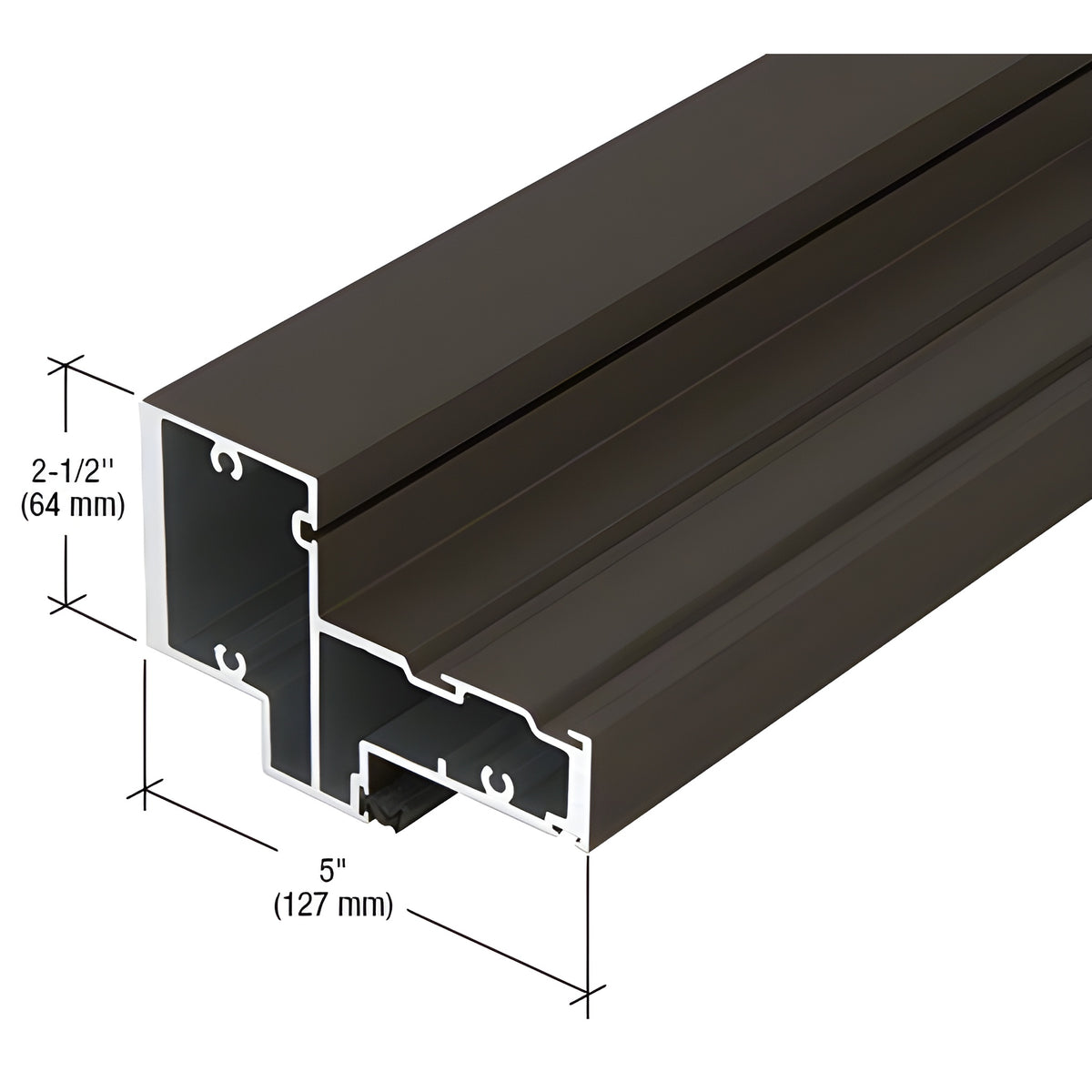 CRL-U.S. Aluminum Dark Bronze/Black Anodized Class 1 Transom Door Header for 9/16" Glass and Surface Closer - 24'-2"