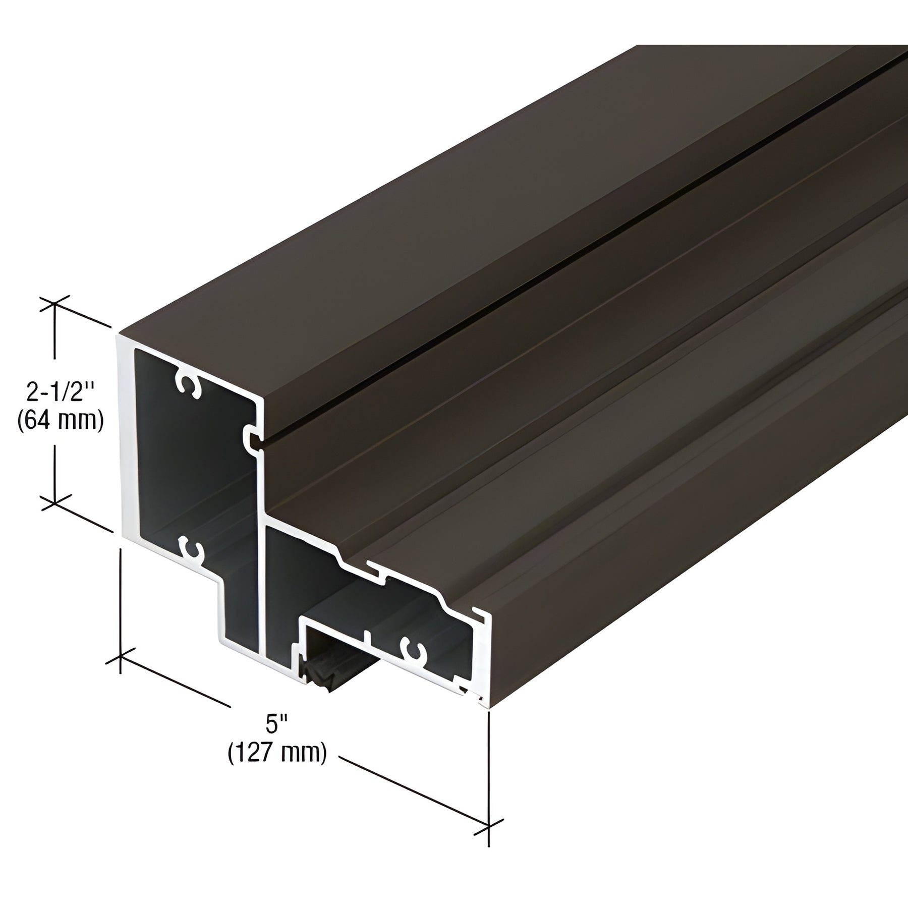 CRL-U.S. Aluminum Dark Bronze/Black Anodized Class 1 Transom Door Header for 9/16" Glass and Surface Closer - 24'-2"