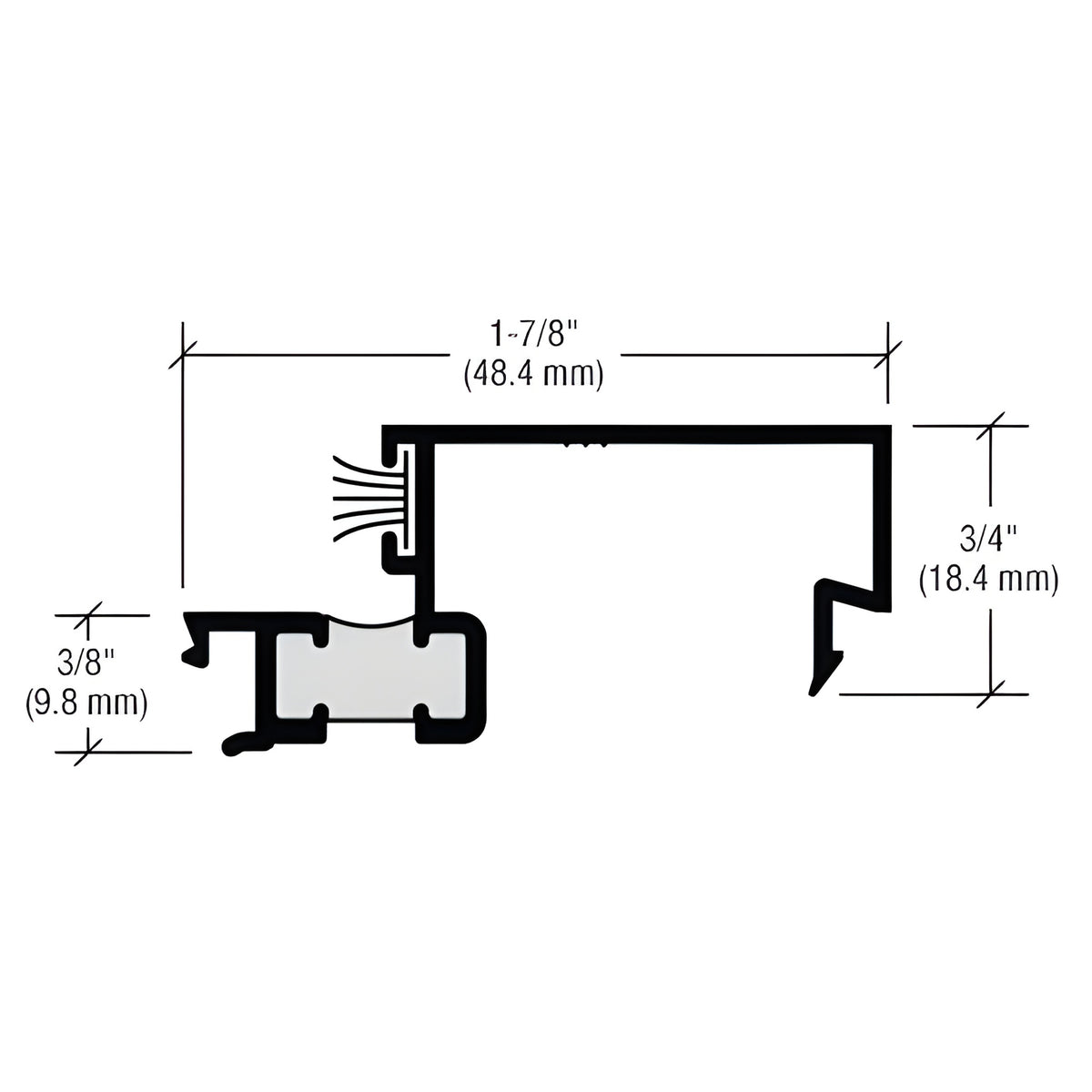 CRL-U.S. Aluminum Door-Stop, Thermally Improved, Dark Bronze/Black Anodized Class 1, 21'-2"