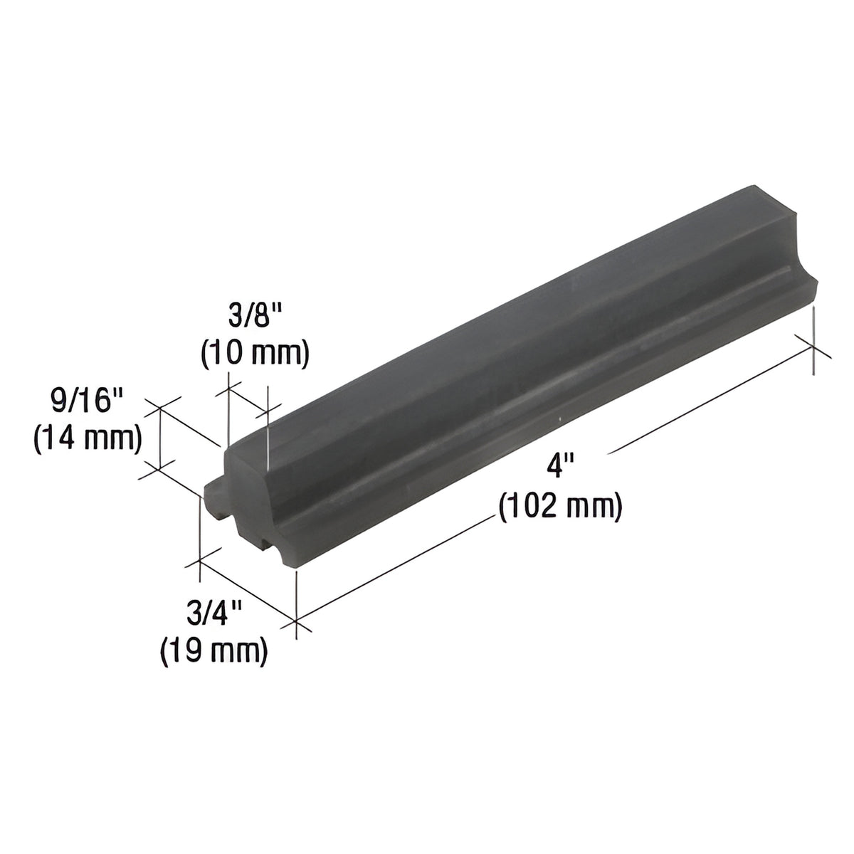 CRL-U.S. Aluminum EPDM 4" Setting Block for 1/4" Exterior Glazing - 100/Pk