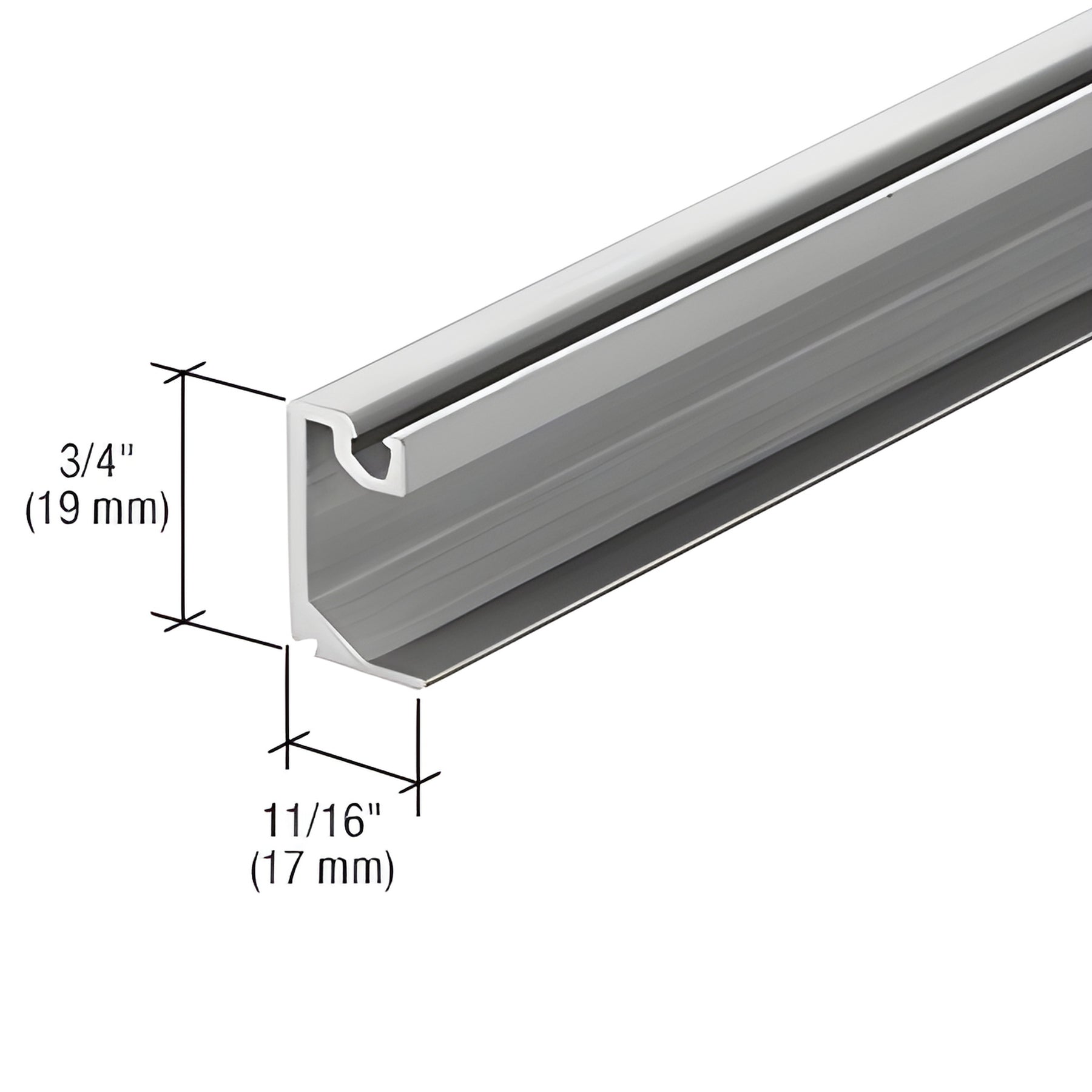 CRL-U.S. Aluminum Glass Stop for 1/4" Glass, Clear Anodized - 21'-2"