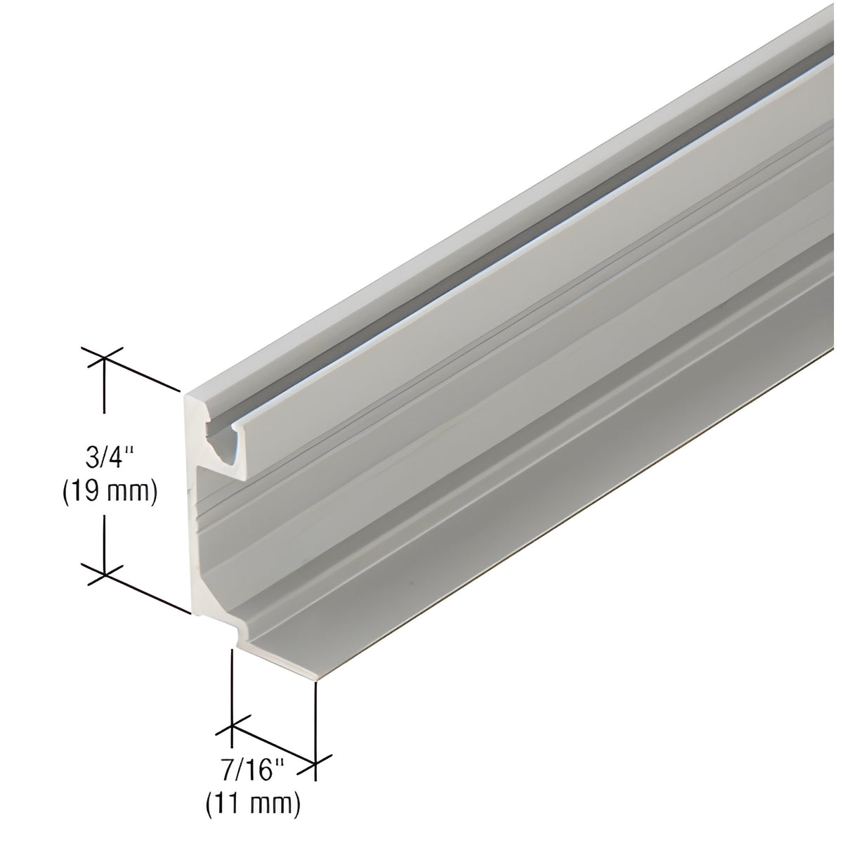 CRL-U.S. Aluminum Glass Stop for 1" Glass Door Header, Clear Anodized - 21'-2"