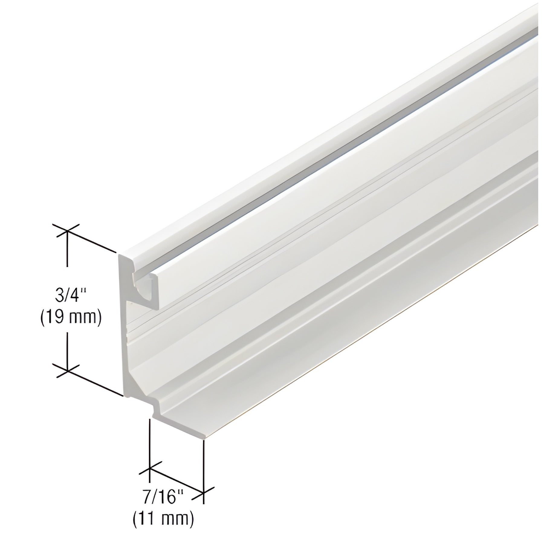 CRL-U.S. Aluminum Glass Stop for 1" Glass Door Header, White KYNAR® Paint - 21'-2"