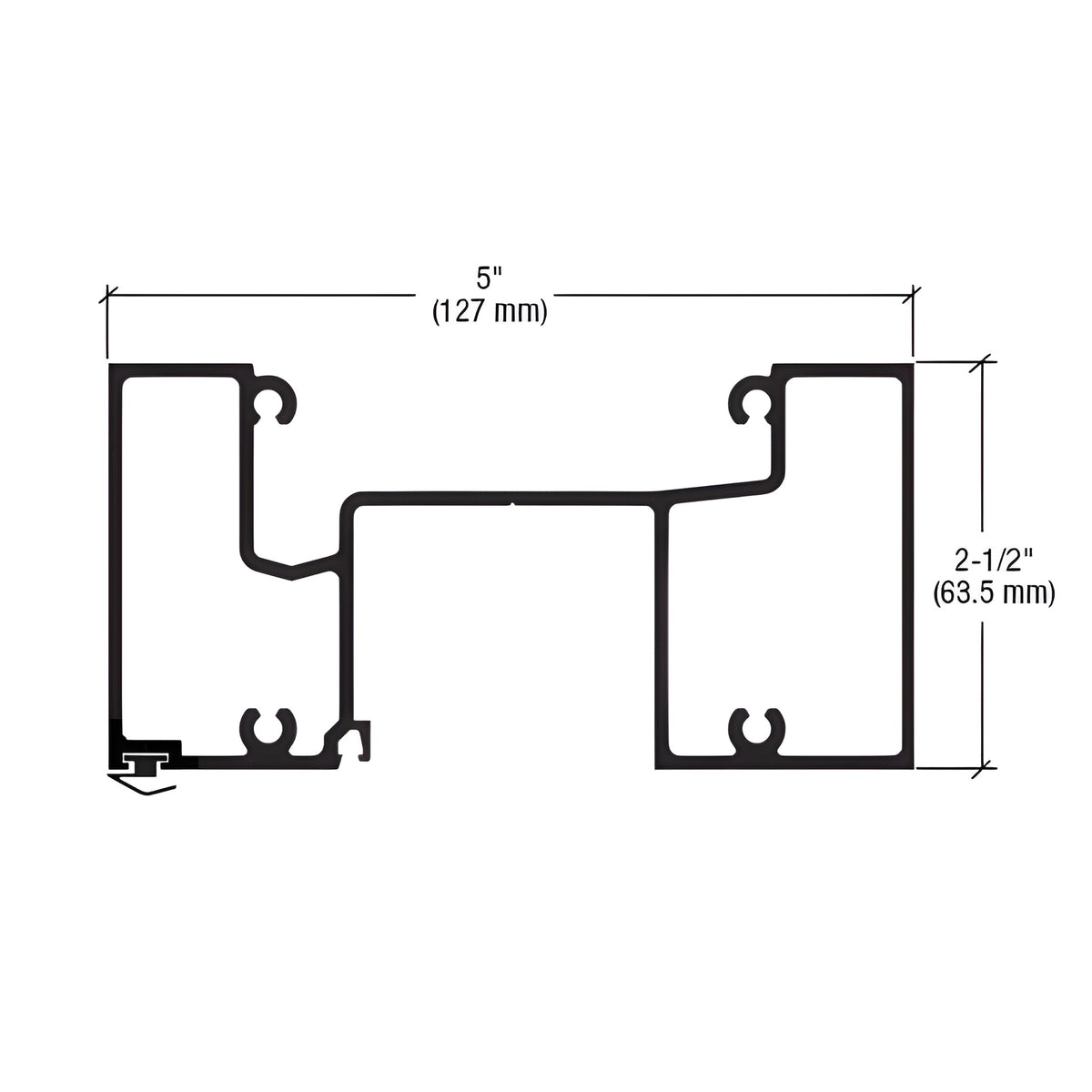 CRL-U.S. Aluminum Head Mullion With Door Seal for 1" Glass, Dark Bronze/Black Anodized Class 1, 24'-2"