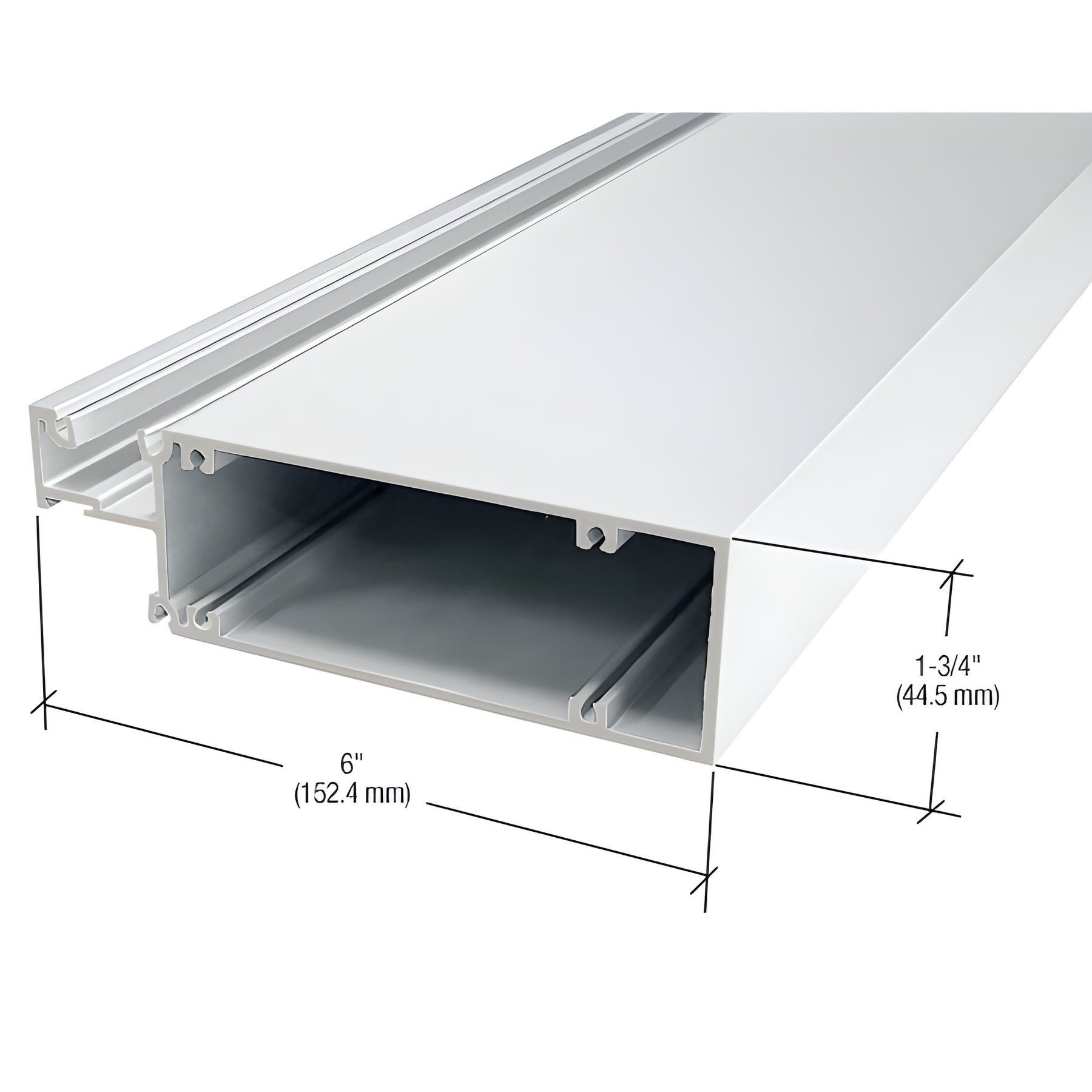 CRL-U.S. Aluminum Horizontal Mullion for 1/4" Glass, White KYNAR® Paint - 24'-2"