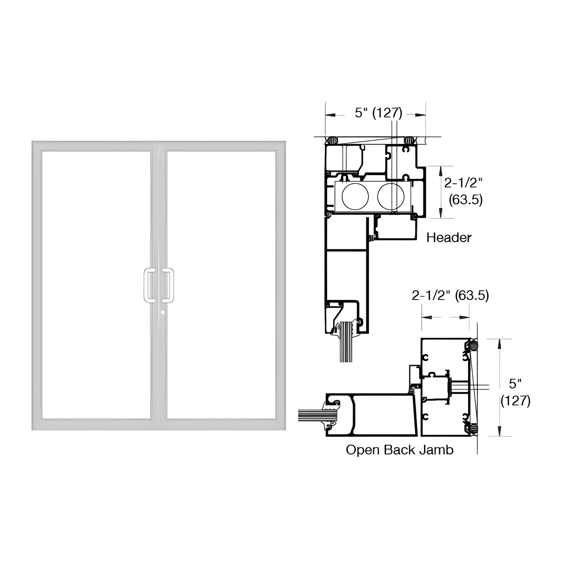CRL-U.S. Aluminum IG500 Series Clear Anodized Class 1 Custom Up/Over Door Frame for Butt Hinge and Overhead Concealed Closer
