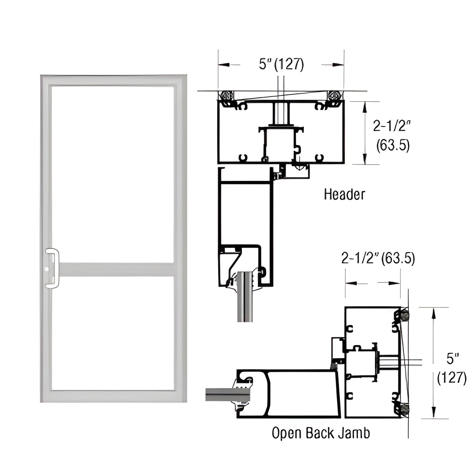 CRL-U.S. Aluminum IG500 Series Clear Anodized Class 1 Custom Up/Over Butt Hinge CVR Door Frame