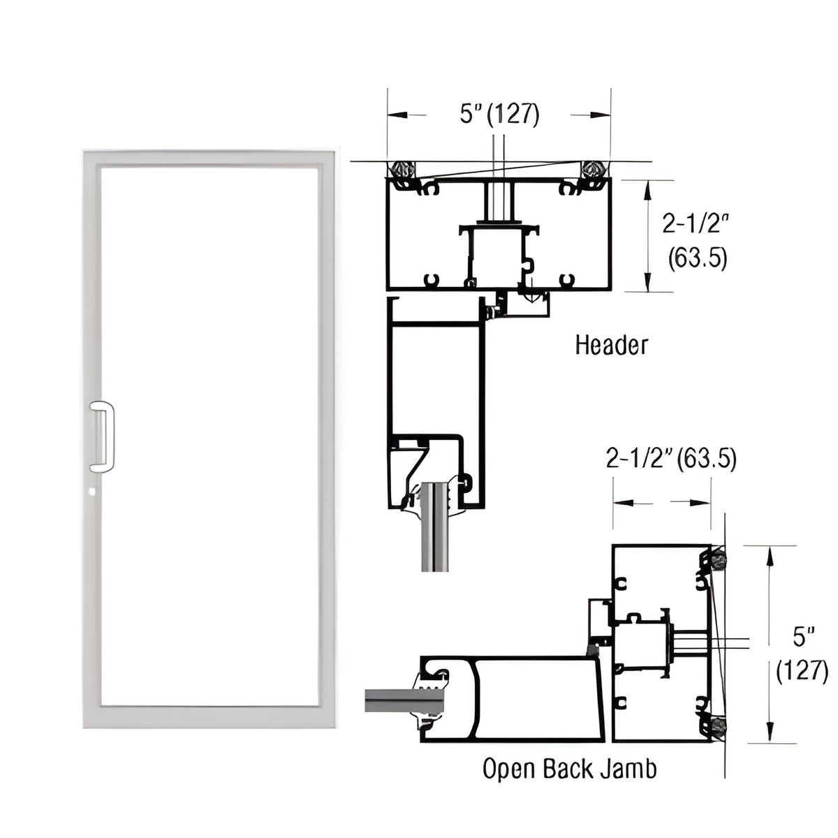 CRL-U.S. Aluminum IG500 Series White KYNAR® Paint Custom Up/Over Butt Hinge Door Frame