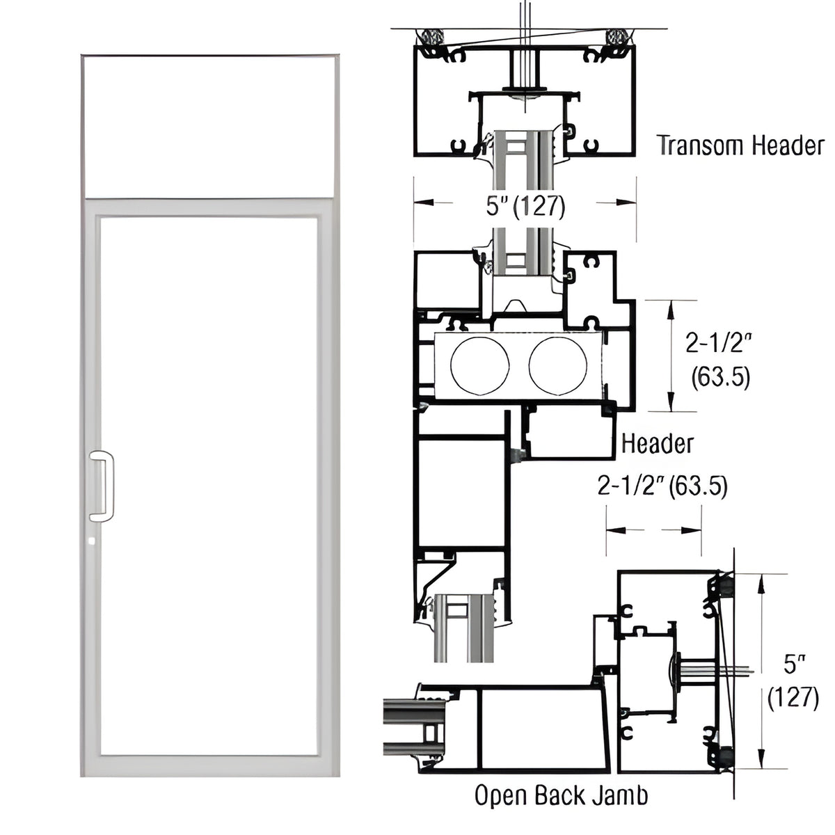 CRL-U.S. Aluminum IG600 Series Clear Anodized Class 1 Custom Transom Door Frame for Geared Hinged and Overhead Concealed Closer