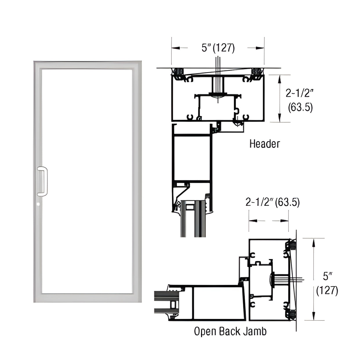 CRL-U.S. Aluminum IG600 Series Clear Anodized Class 1 Custom Up/Over Butt Hinge Door Frame
