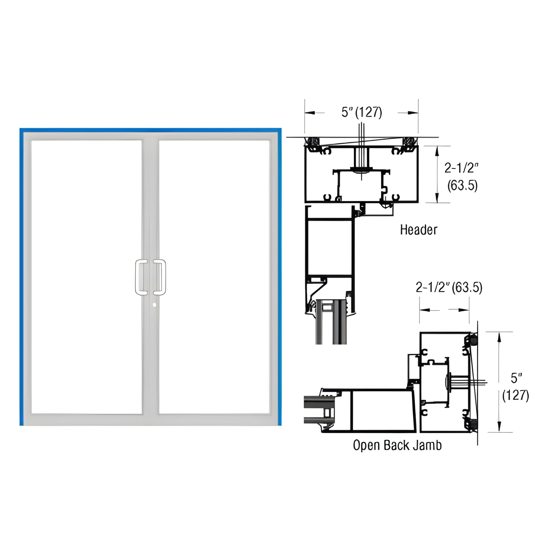 CRL-U.S. Aluminum IG600 Series Custom KYNAR® Paint Custom Up/Over Butt Hinge Two Door Frames