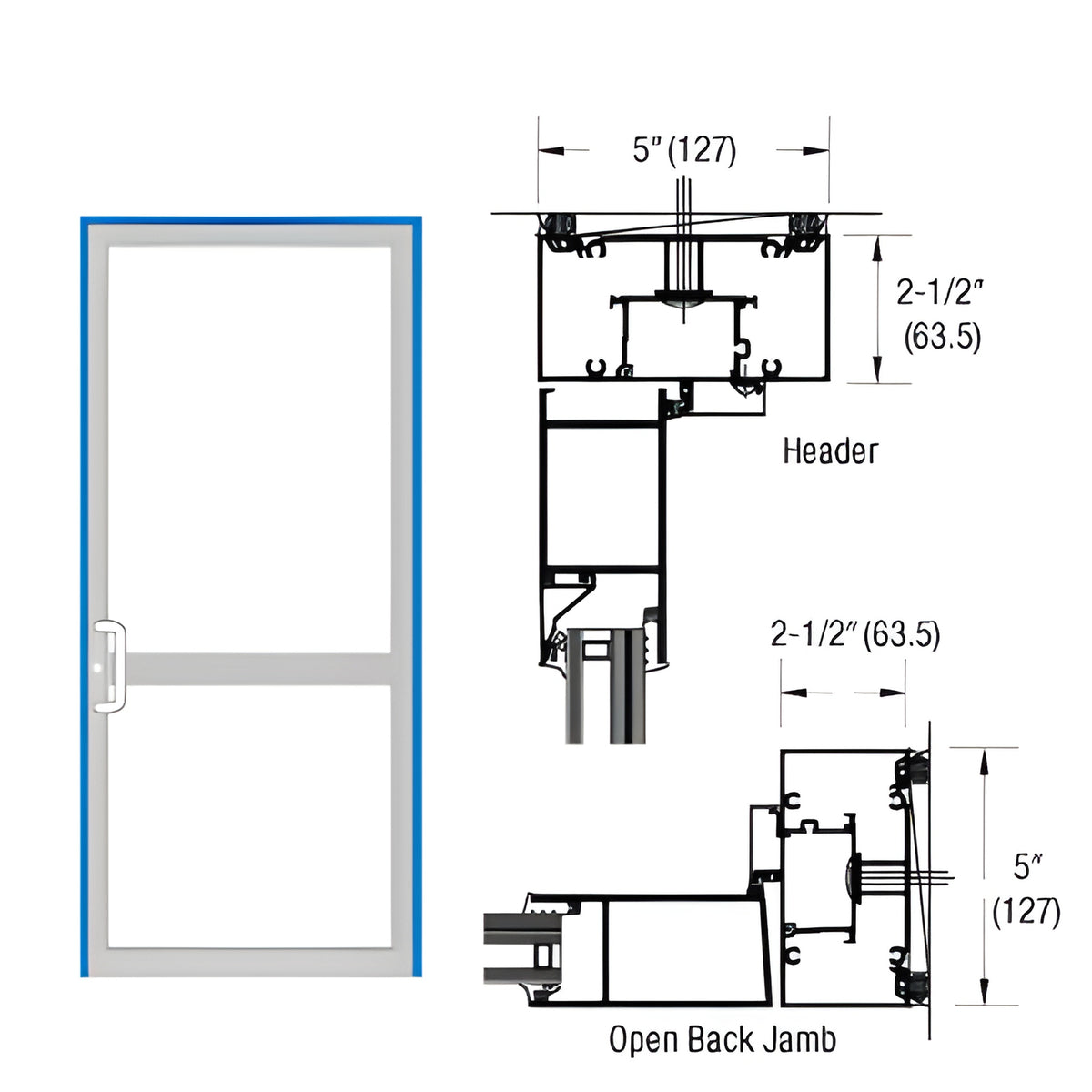 CRL-U.S. Aluminum IG600 Series Custom KYNAR® Paint Custom Up/Over Door Frame for Geared Hinge, CVR Strike, and Surface Closer