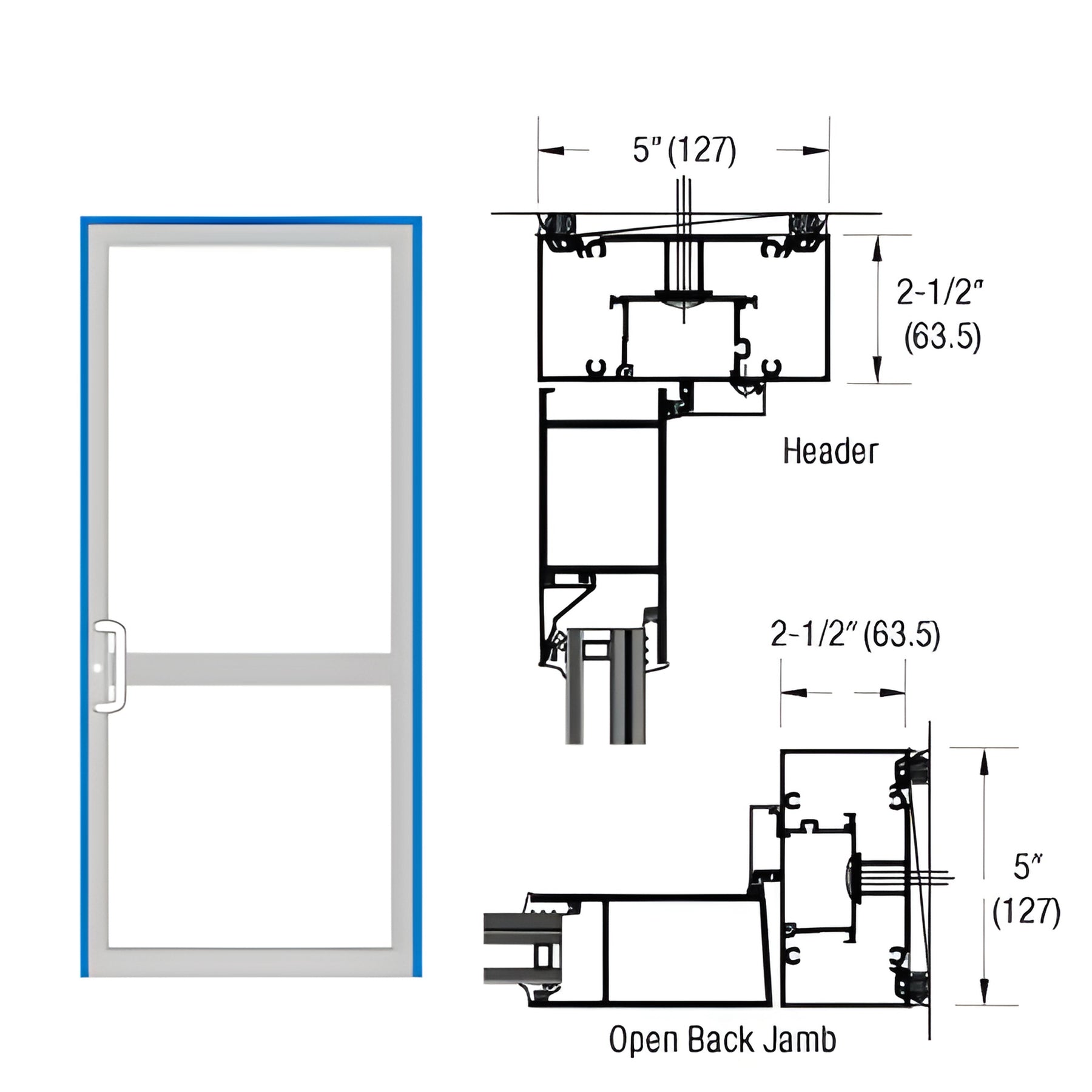 CRL-U.S. Aluminum IG600 Series Custom KYNAR® Paint Custom Up/Over Door Frame for Geared Hinge, CVR Strike, and Surface Closer