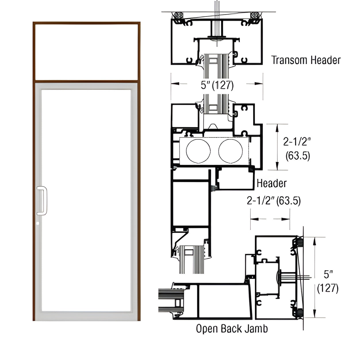 CRL-U.S. Aluminum IG600 Series Dark Bronze/Black Anodized Class 1 Custom Transom Door Frame for Geared Hinged and Overhead Concealed Closer