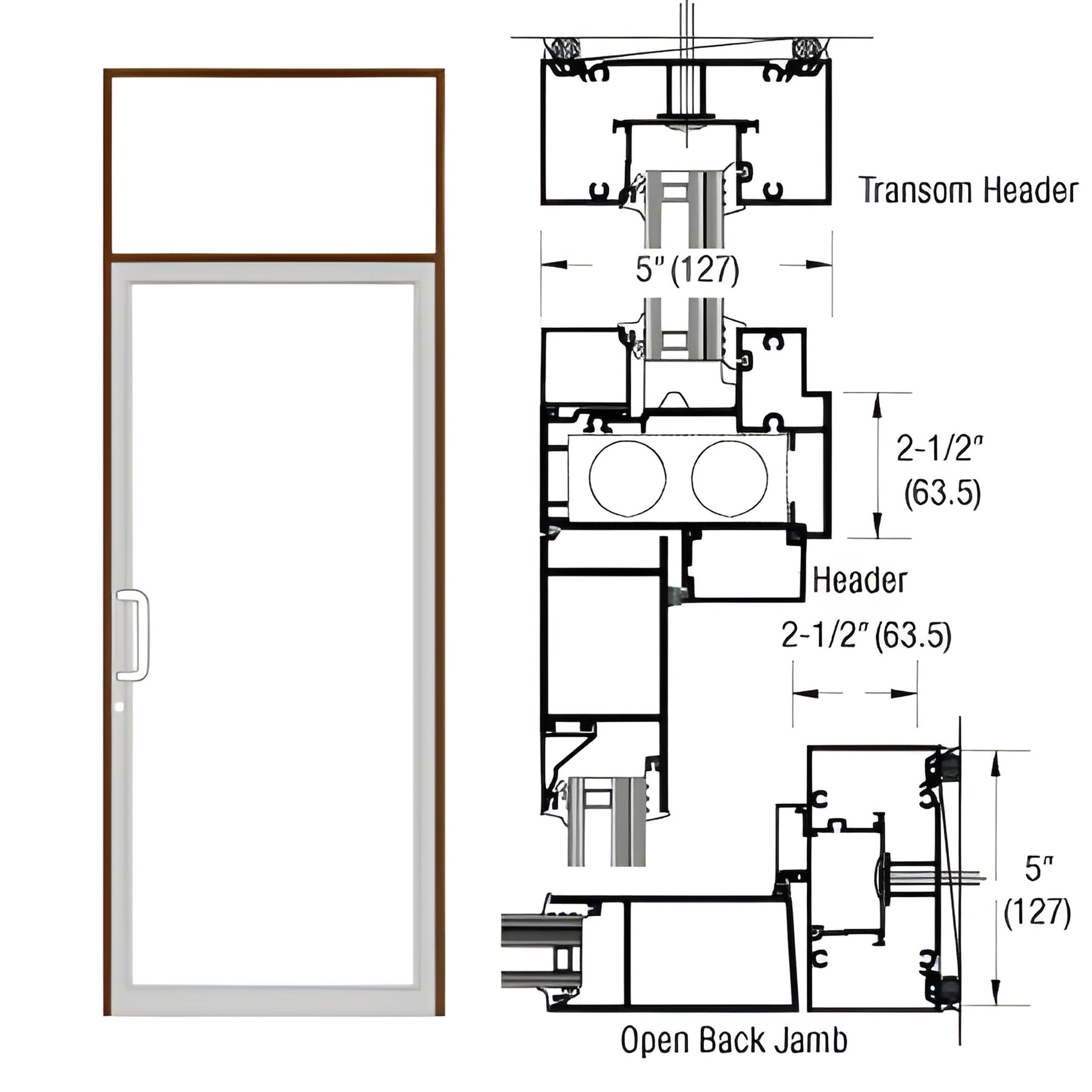 CRL-U.S. Aluminum IG600 Series Dark Bronze/Black Anodized Class 1 Custom Transom Door Frame for Geared Hinged and Overhead Concealed Closer
