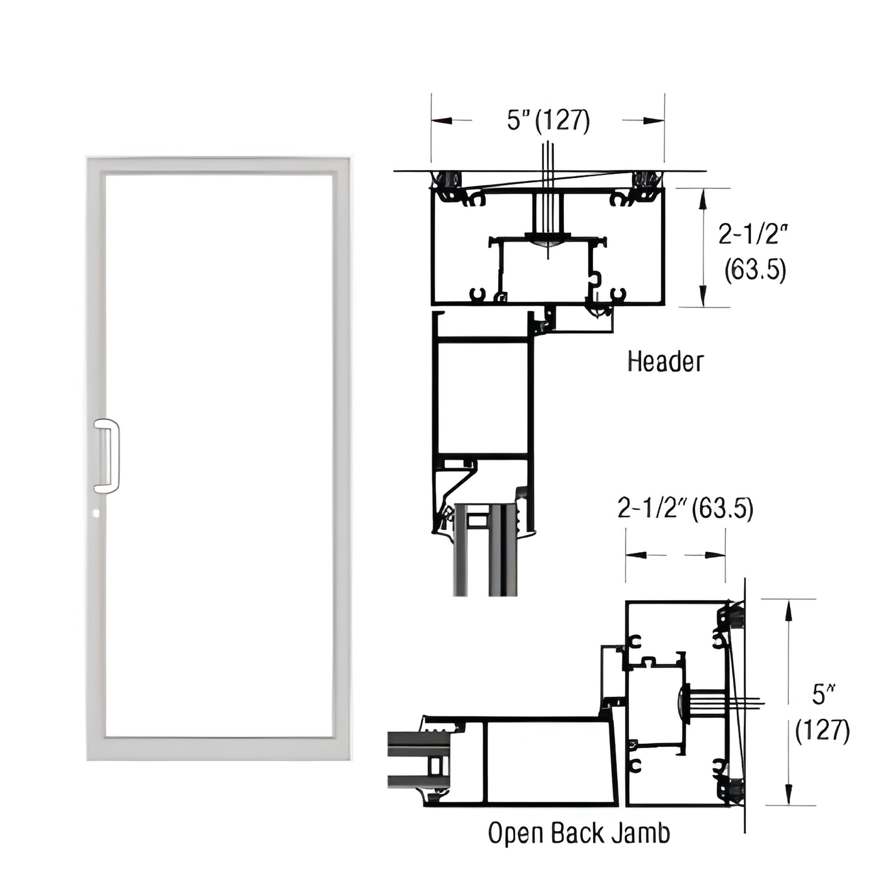 CRL-U.S. Aluminum IG600 Series White KYNAR® Paint Custom Up/Over Butt Hinge Door Frame