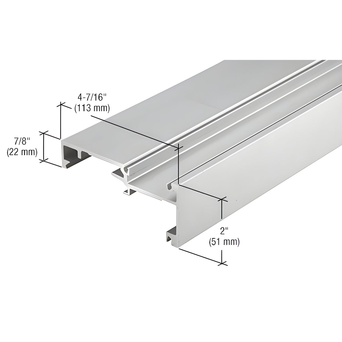 CRL-U.S. Aluminum Inside Glaze Horizontal Mullion - 24'-2", Clear Anodized Class 1