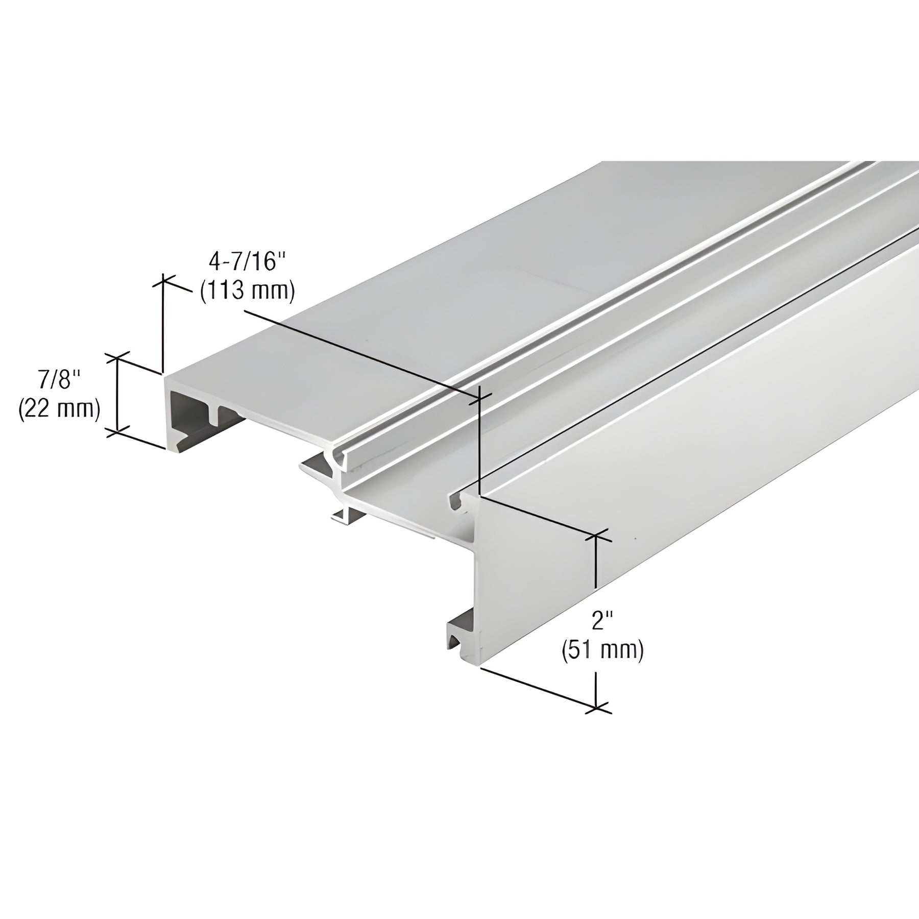 CRL-U.S. Aluminum Inside Glaze Horizontal Mullion - 24'-2", Clear Anodized Class 1