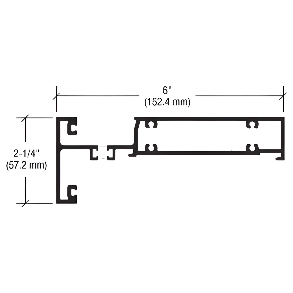 CRL-U.S. Aluminum Interior Glazed Horizontal 2-1/4" x 5.92", Thermally Improved, Custom Paint- 24'-2"