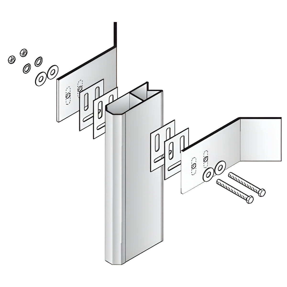 CRL-U.S. Aluminum Mid-Span Anchor for 90º Corner Vertical Mullions- 6/Pk