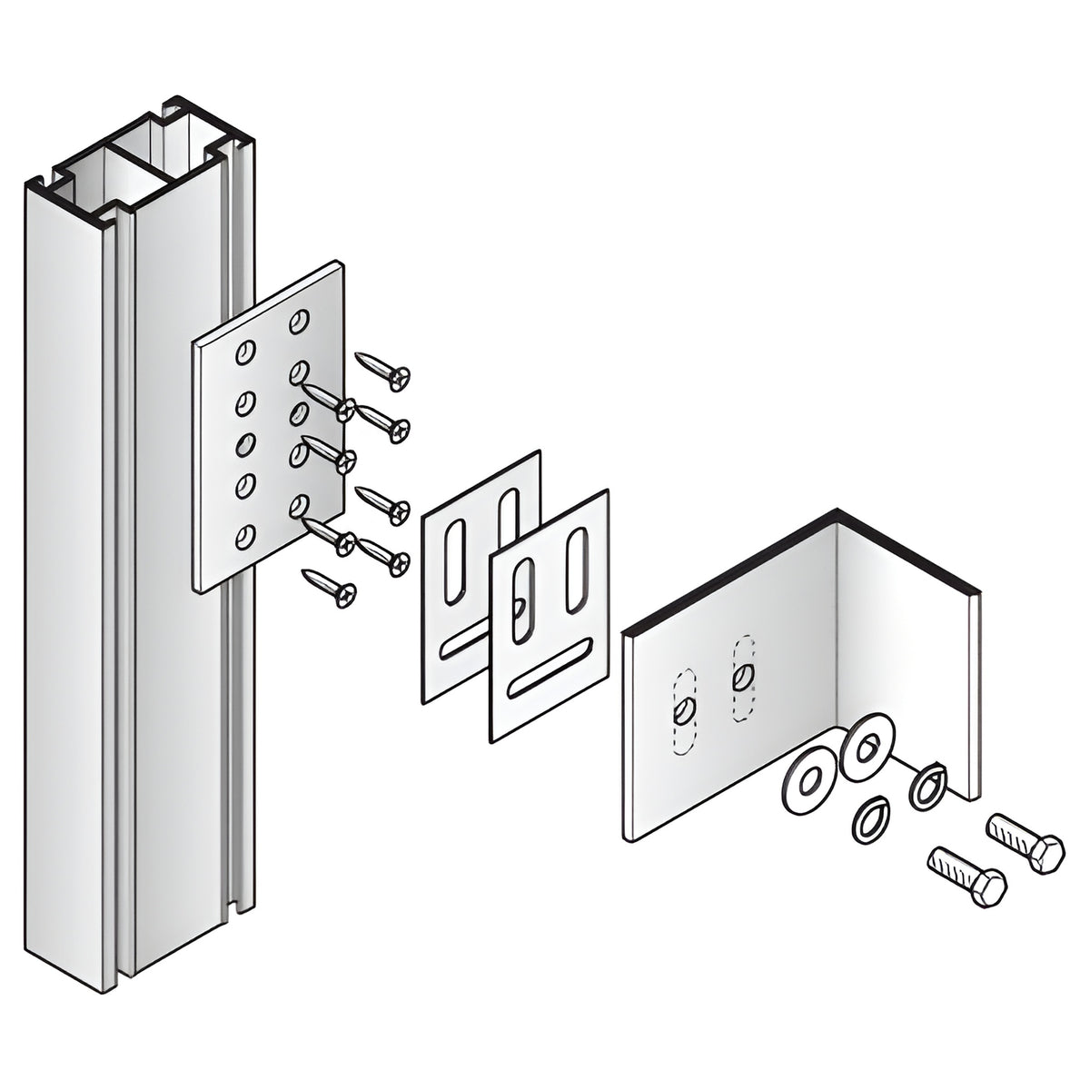CRL-U.S. Aluminum Mid-Span Anchor for Wall Jamb, IW3250 Series Storm Wall™- 6/Pk