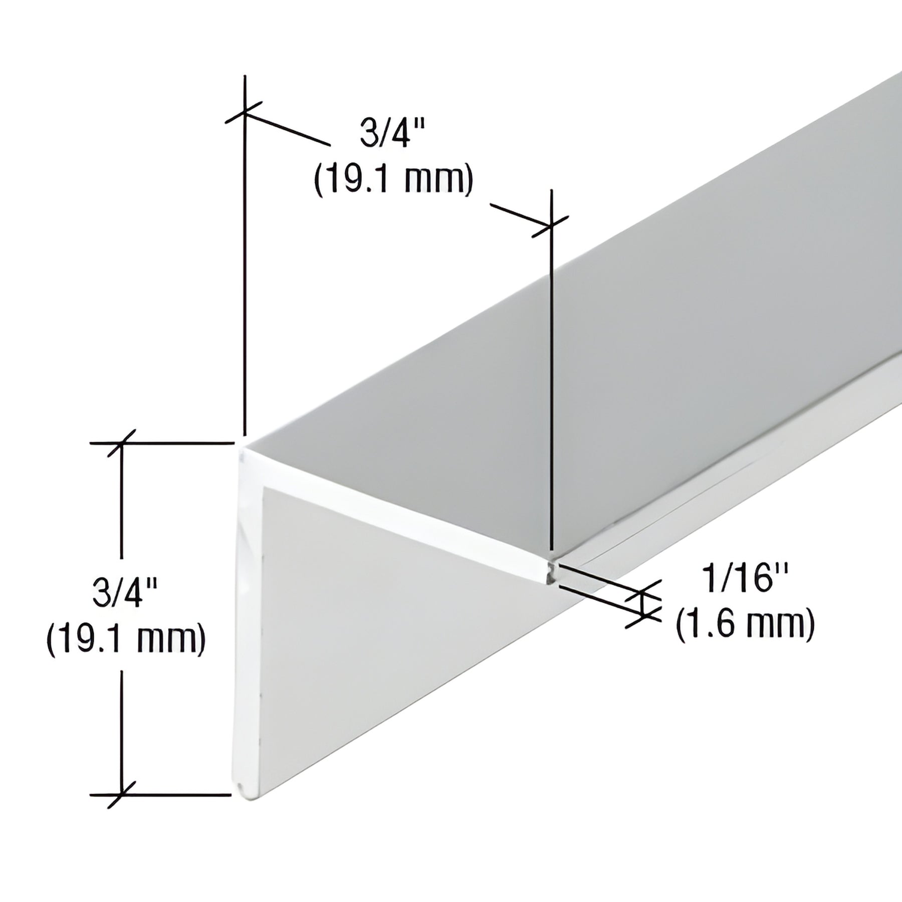 CRL-U.S. Aluminum Mill Finish L-Bar 3/4" x 3/4" x 1/16" - 21'-2"