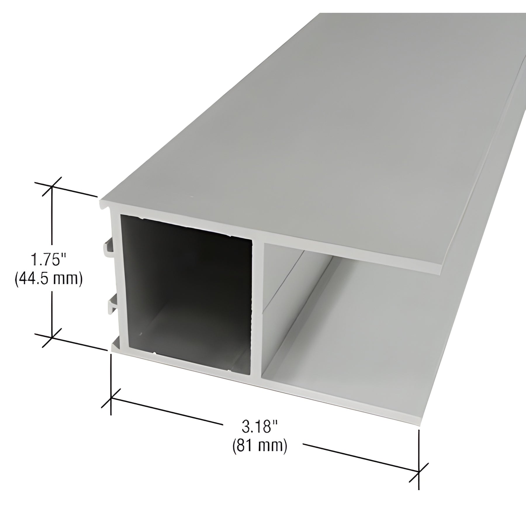 CRL-U.S. Aluminum Narrow Stile Bottom Rail and Medium Stile Top Rail 3-3/16", Clear Anodized Class 1 - 21'-6"