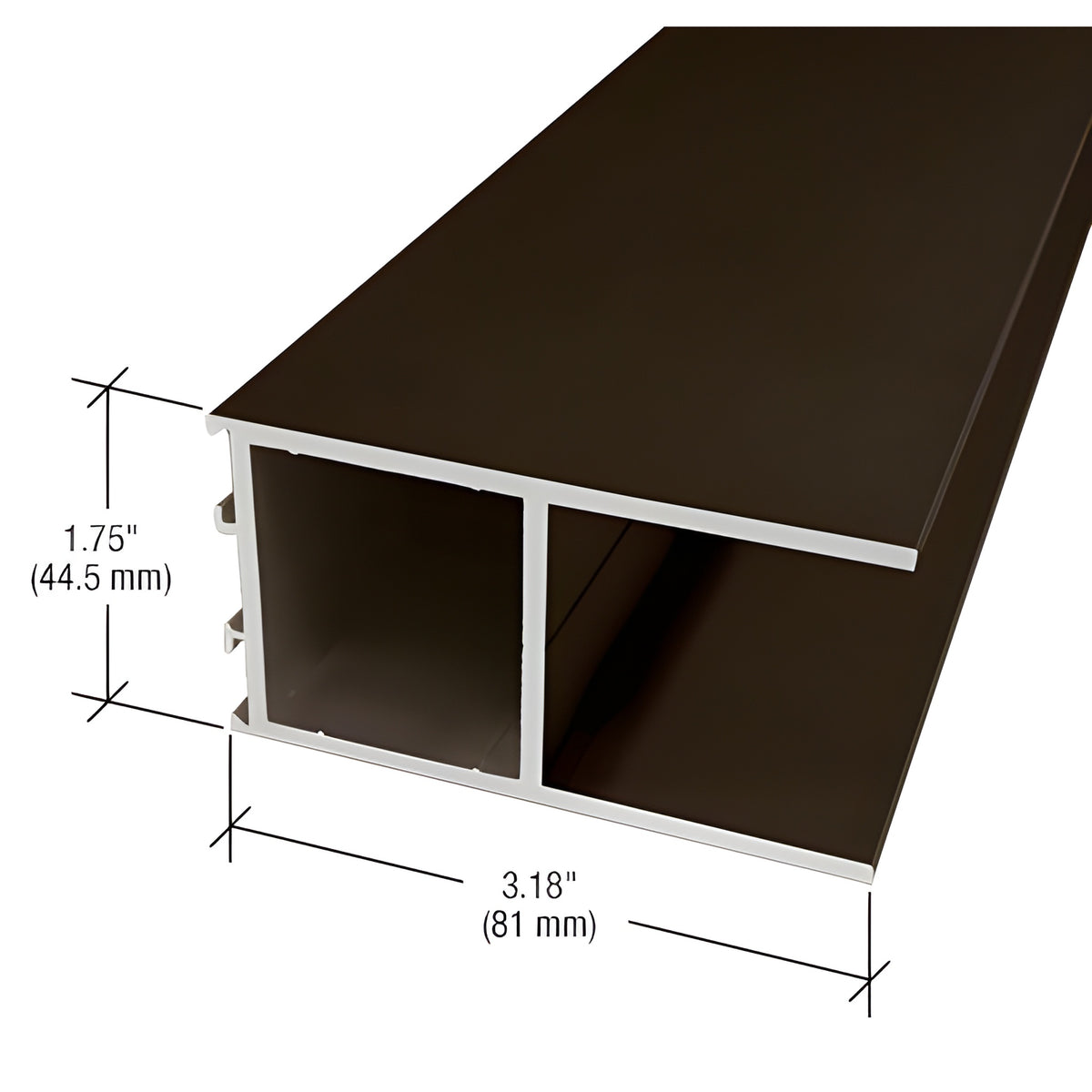 CRL-U.S. Aluminum Narrow Stile Bottom Rail and Medium Stile Top Rail 3-3/16", Dark Bronze/Black Anodized Class 1 - 21'-6"