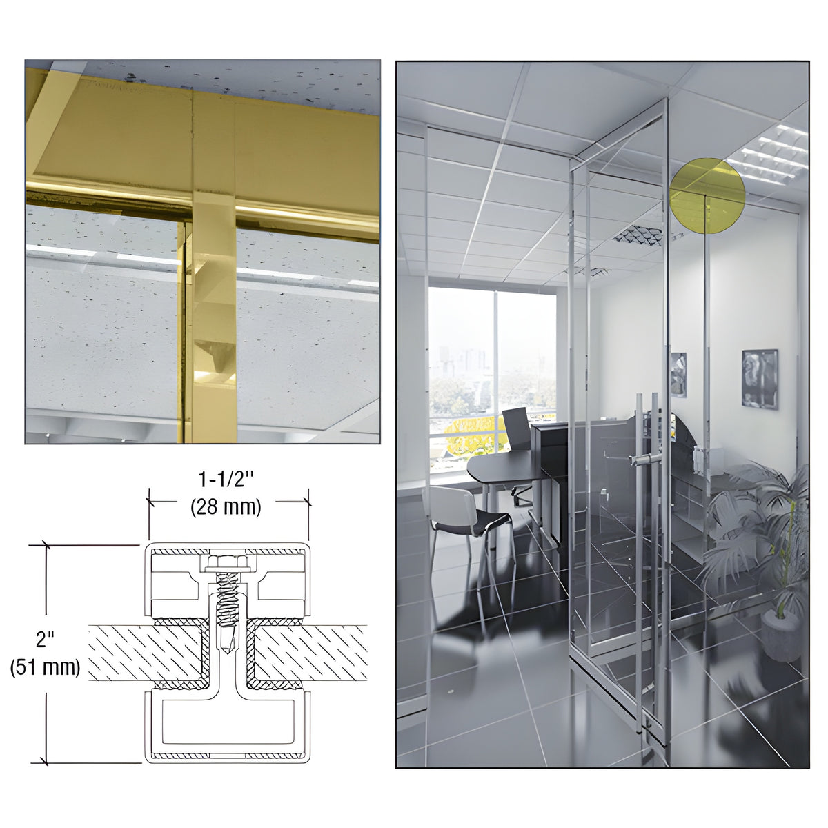 CRL-U.S. Aluminum Narrow Vertical Mullion Polished Brass - 120"