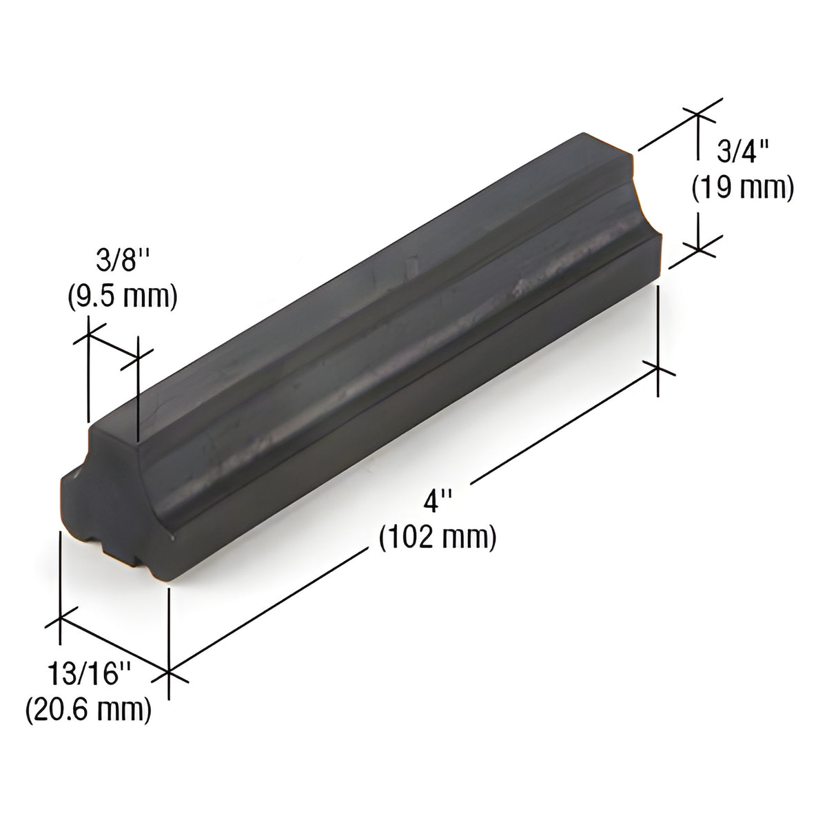 CRL-U.S. Aluminum OS-2 EPDM 4" Setting Block for 1/4" Exterior Glazing- 100/Pk