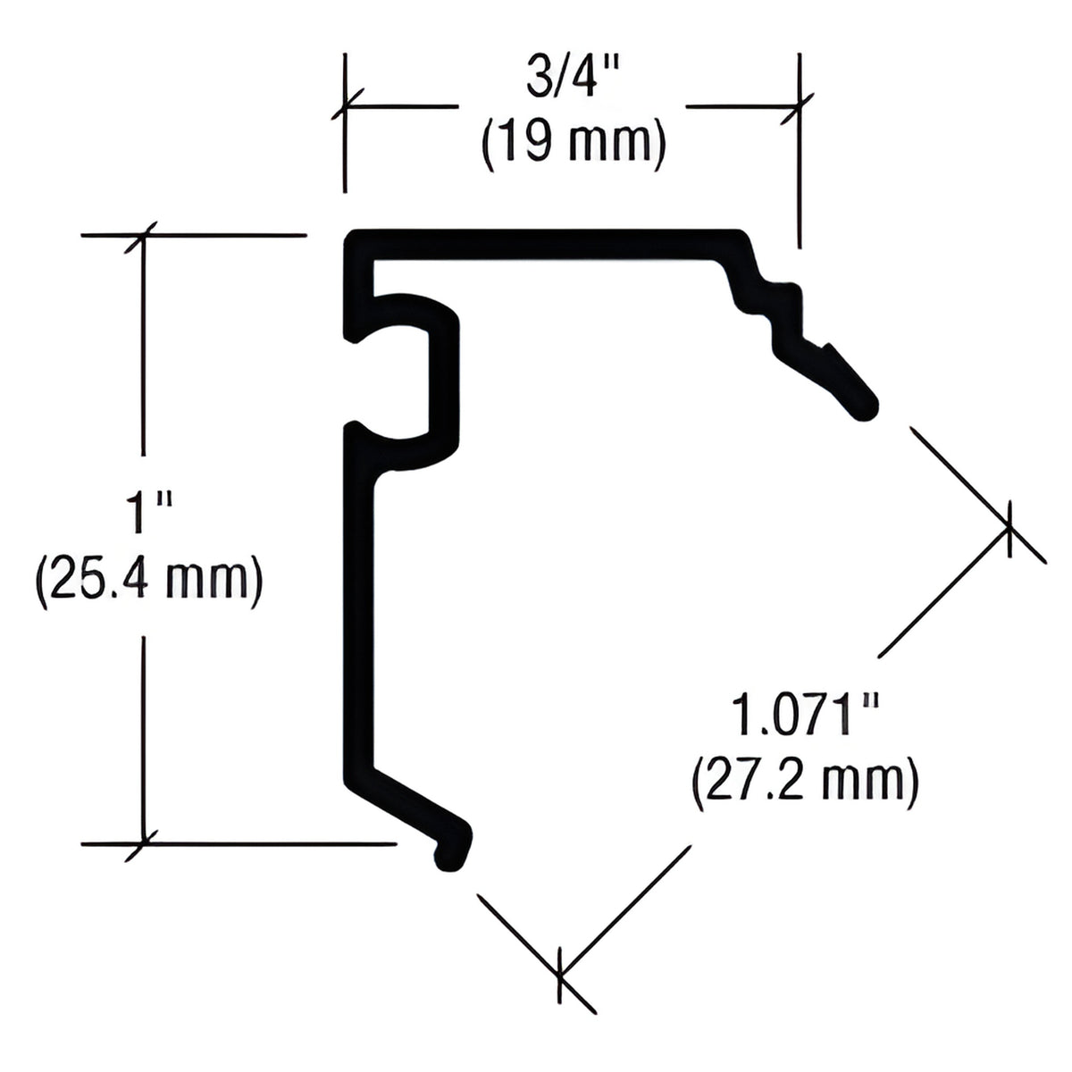 CRL-U.S. Aluminum Pocket Reducer for 1/4" Transition, Mill- 24'-2"