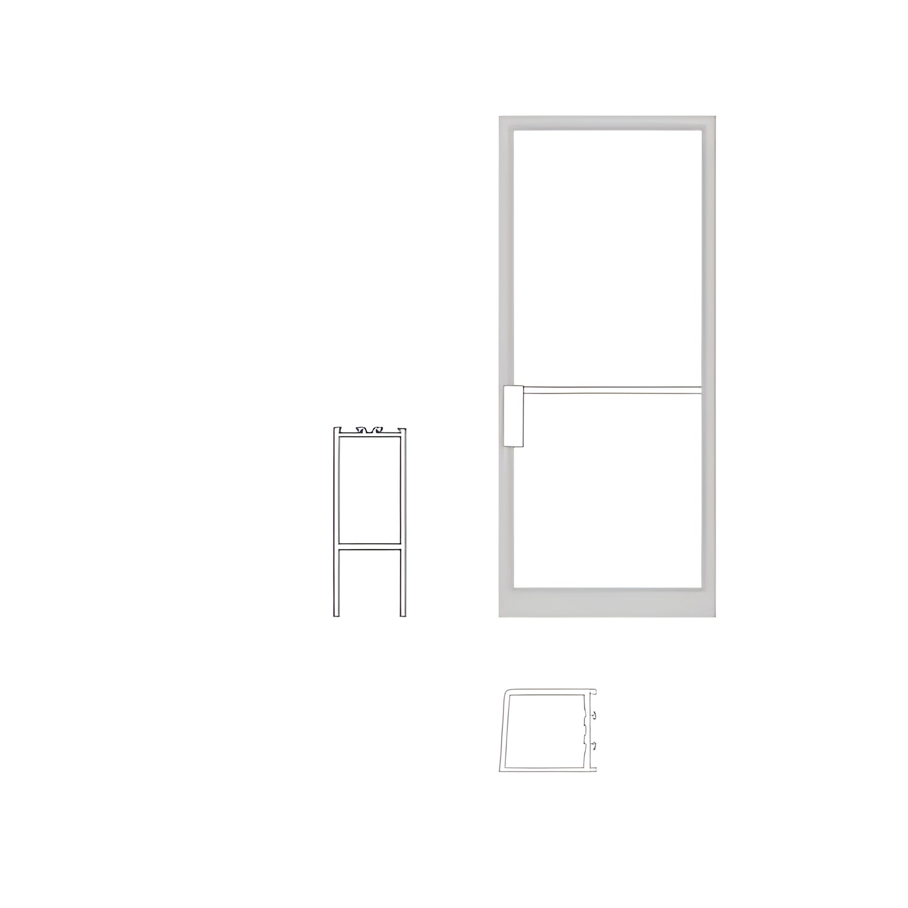 CRL-U.S. Aluminum Single Narrow Stile NOA LHSO 36" x 84" Non Impact Offset Pivoted Door White KYNAR® Paint