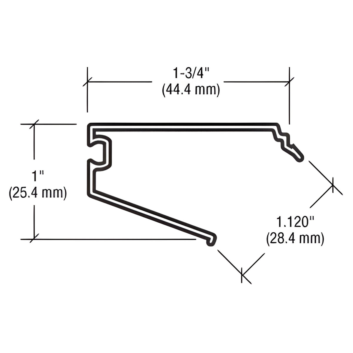 CRL-U.S. Aluminum Transition 1/4" Glazing Pocket Reducer, Clear Anodized Class 1 - 24'-2"