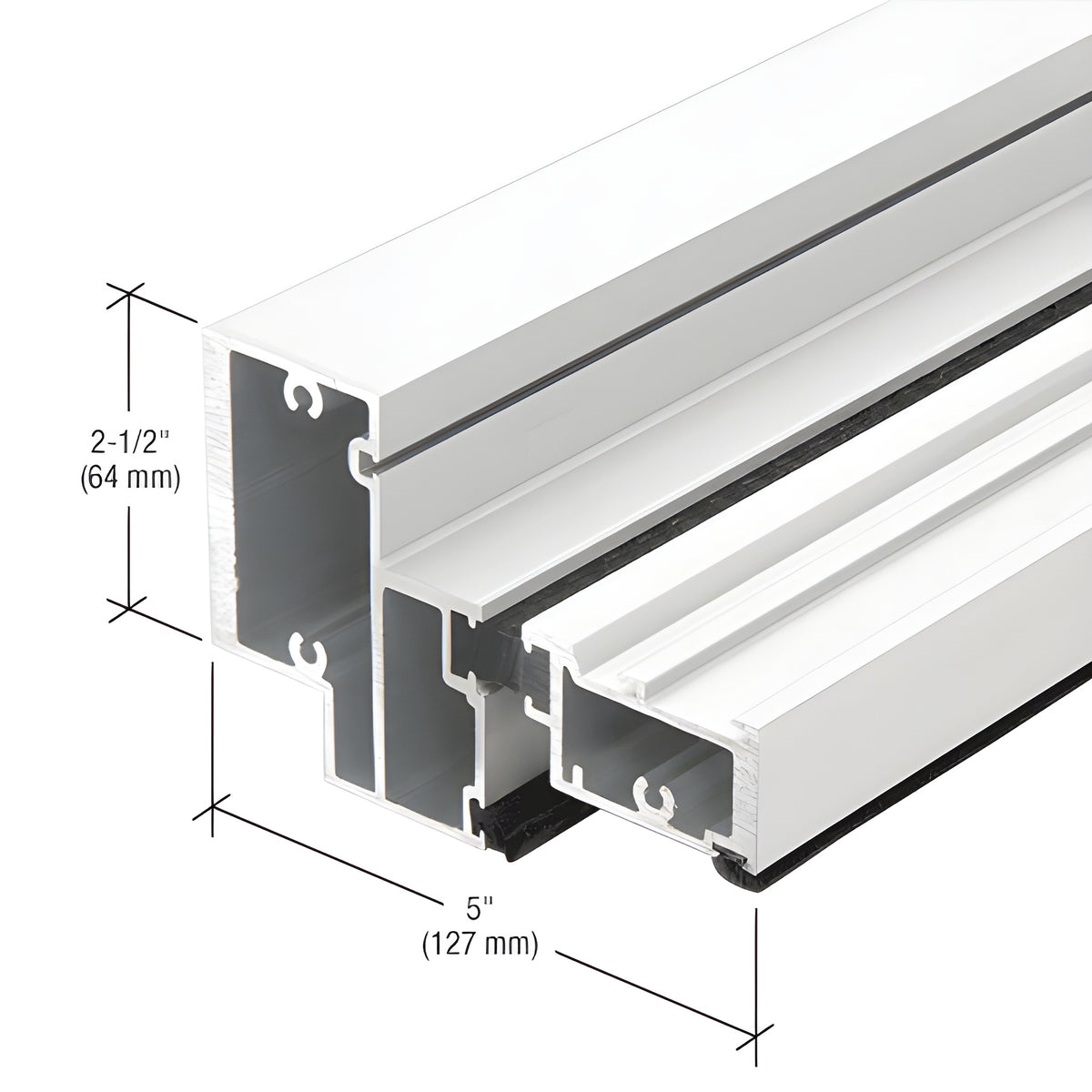 CRL-U.S. Aluminum Transom Header Bar for Surface Closers, Thermally Improved, White KYNAR® Paint, 24'-2"