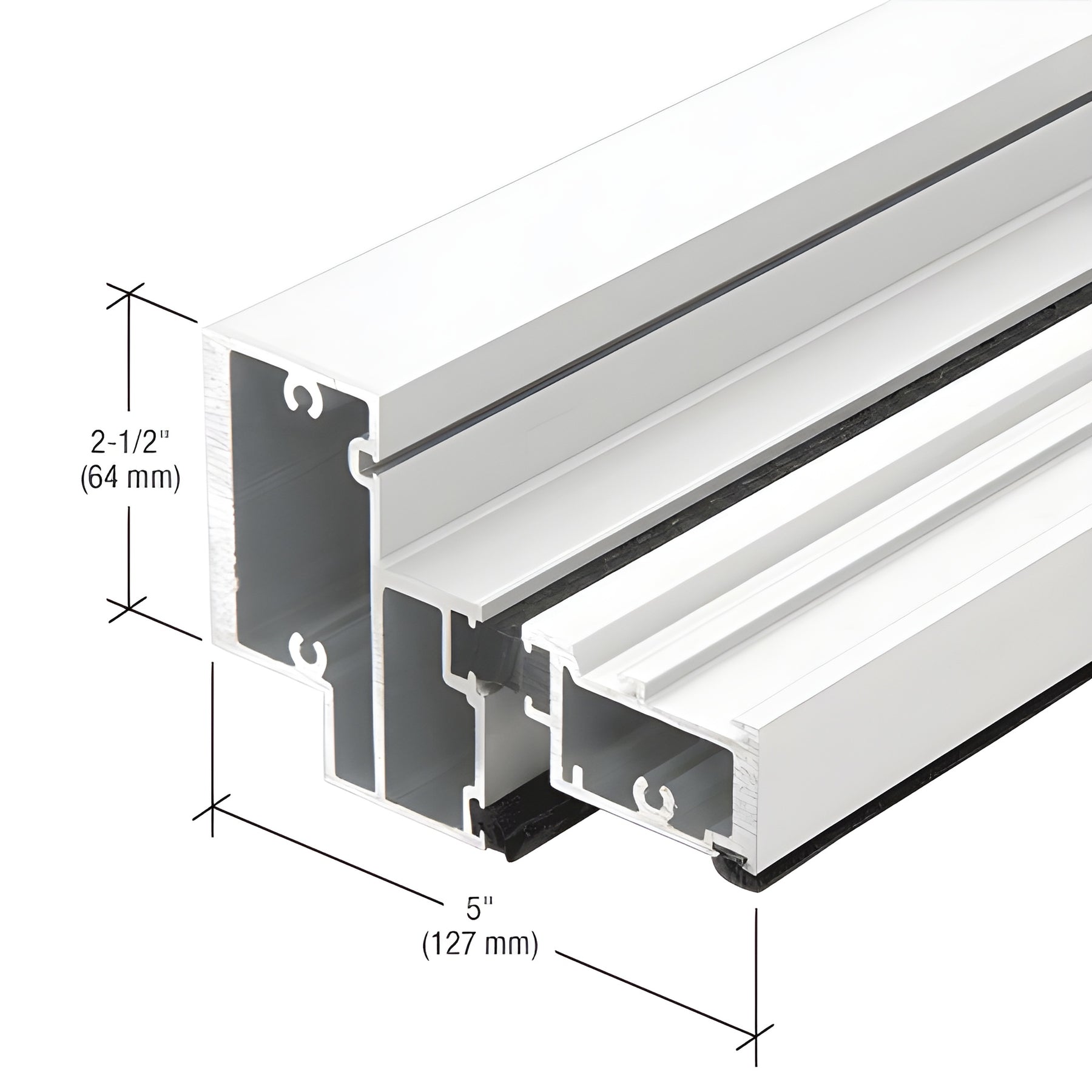 CRL-U.S. Aluminum Transom Header Bar for Surface Closers, Thermally Improved, White KYNAR® Paint, 24'-2"