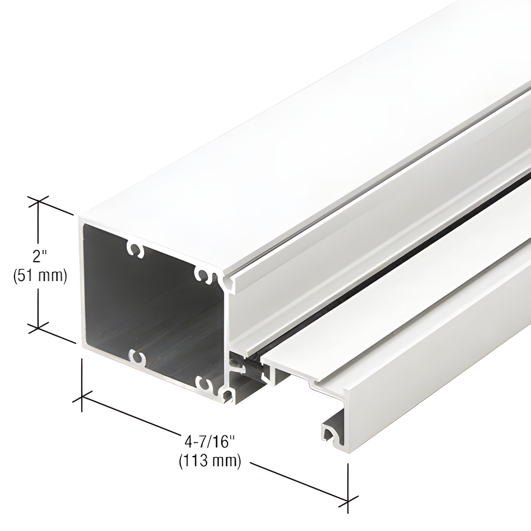 CRL-U.S. Aluminum Vertical Mullion 2" x 4-1/2", White KYNAR® Paint - 24'-2"