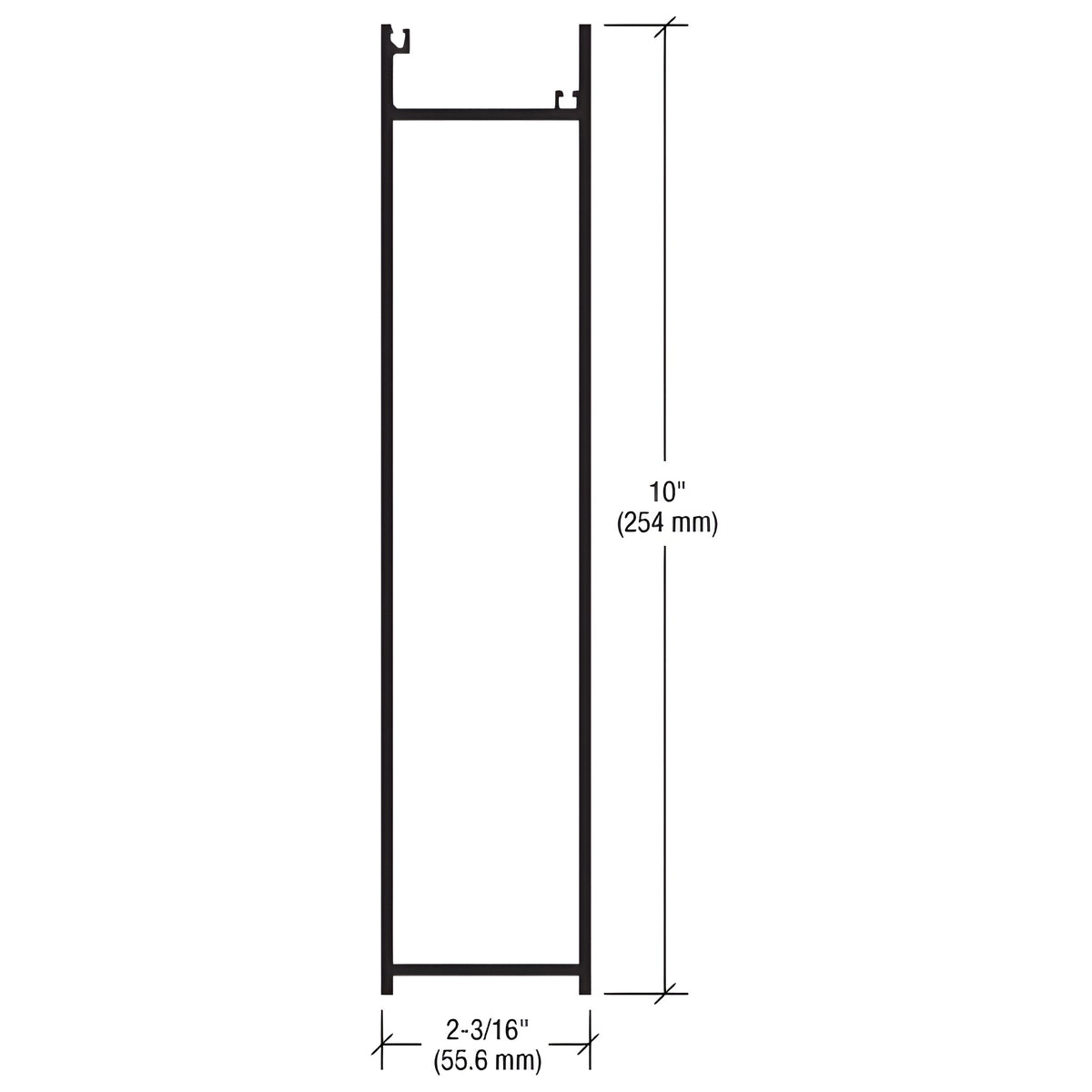 CRL-U.S. Aluminum White KYNAR® Paint 10" A.D.A. Bottom Door Rail for 1-5/16" Glass - 12'-2"