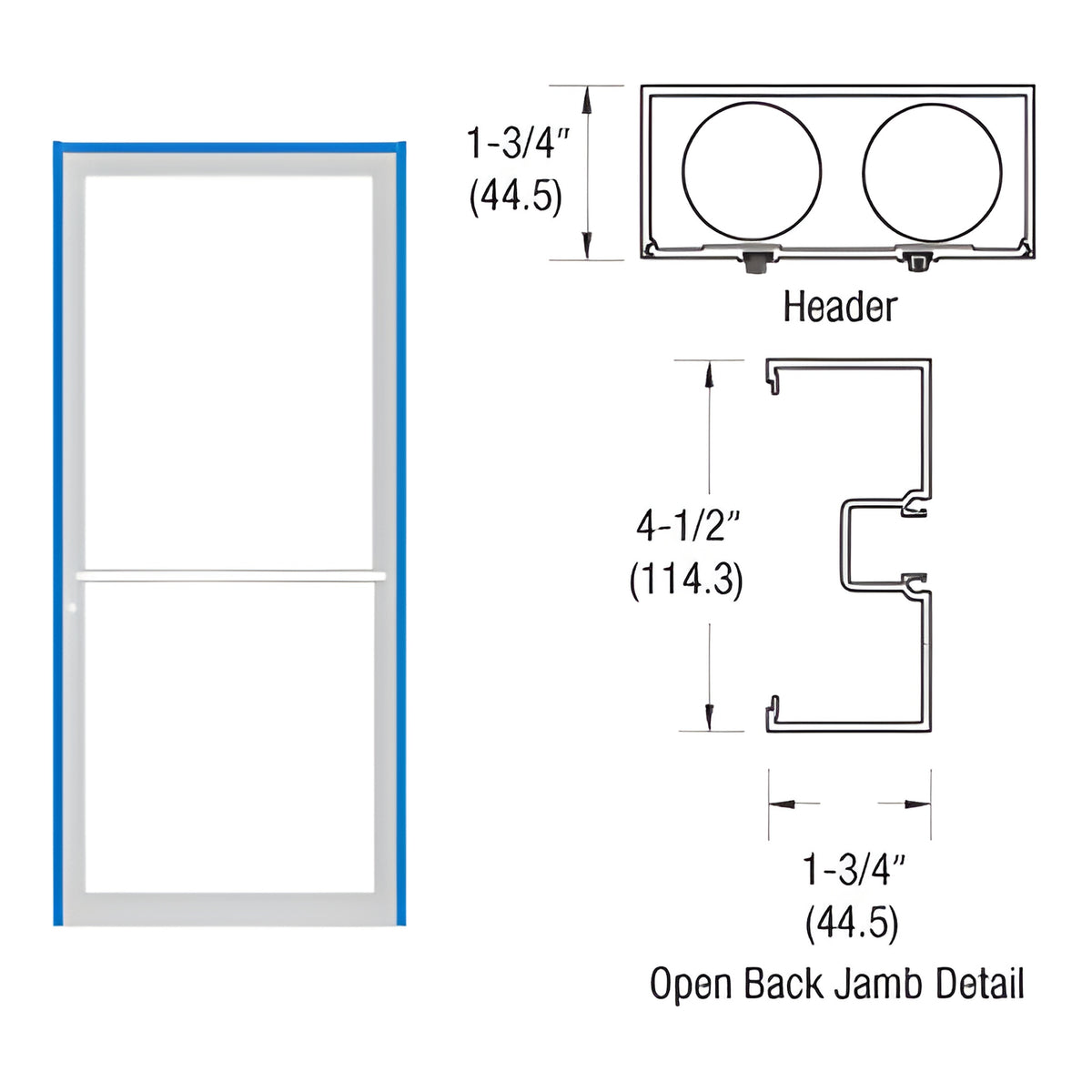 CRL-U.S. Aluminum White KYNAR® Paint 39-1/2" x 85-3/4" Blank 450 Up and Over Single Door Frame