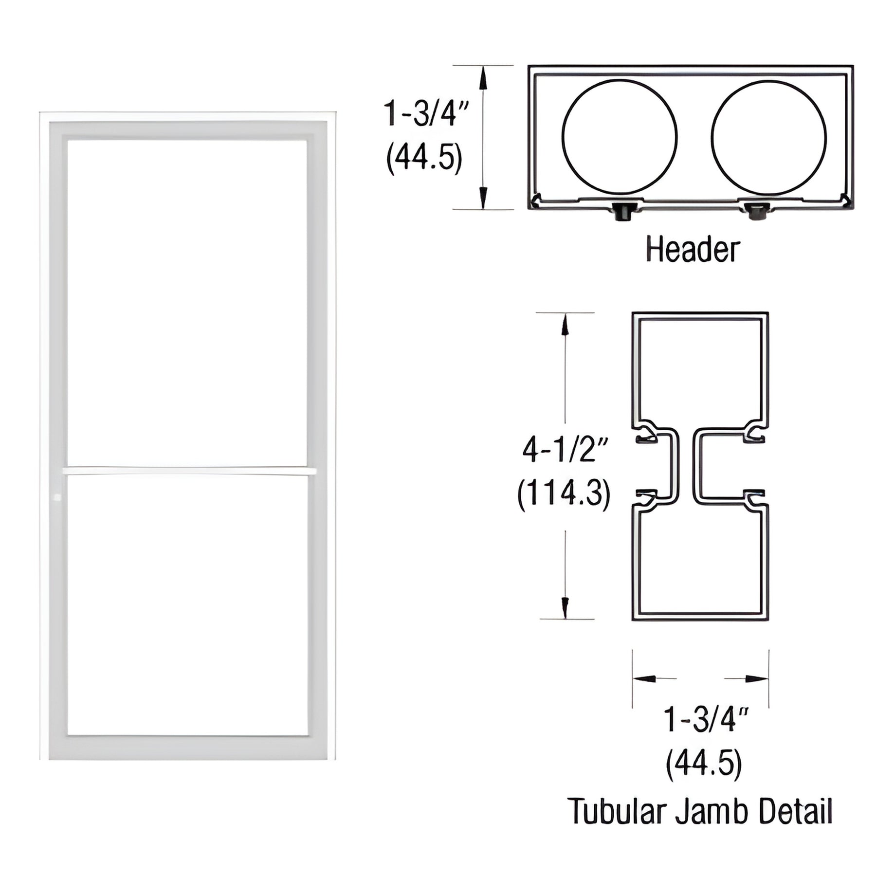 CRL-U.S. Aluminum White KYNAR® Paint 39-1/2" x 85-3/4" Series 450 Tubular Center Hung Up and Over Frame Complete (1F)
