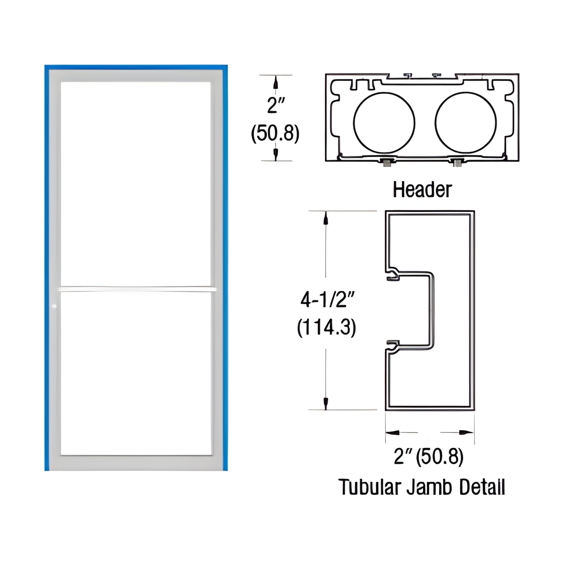 CRL-U.S. Aluminum White KYNAR® Paint 40" x 86" 451 Series Up and Over Single Door Frame for Center Hung OHCC