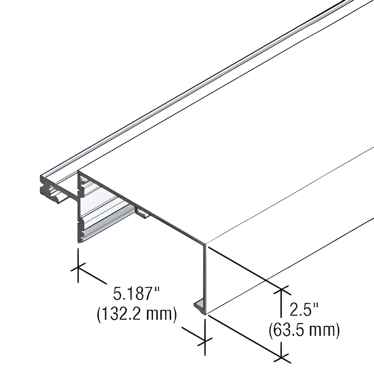 CRL-U.S. Aluminum White KYNAR® Paint 5-1/4" Open Back Roll Over Horizontal Mullion for StormWall XL
