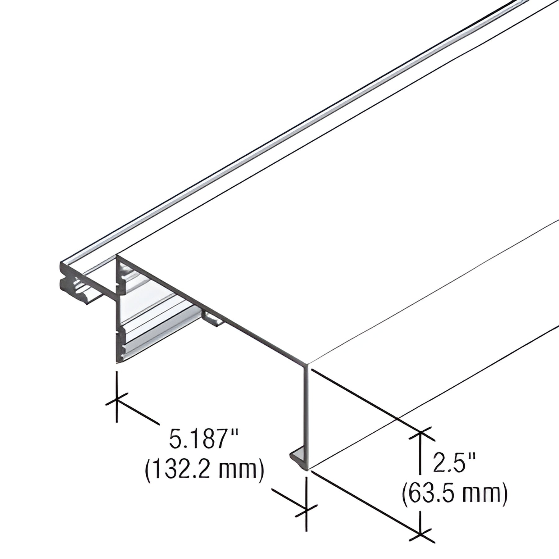 CRL-U.S. Aluminum White KYNAR® Paint 5-1/4" Open Back Roll Over Horizontal Mullion for StormWall XL