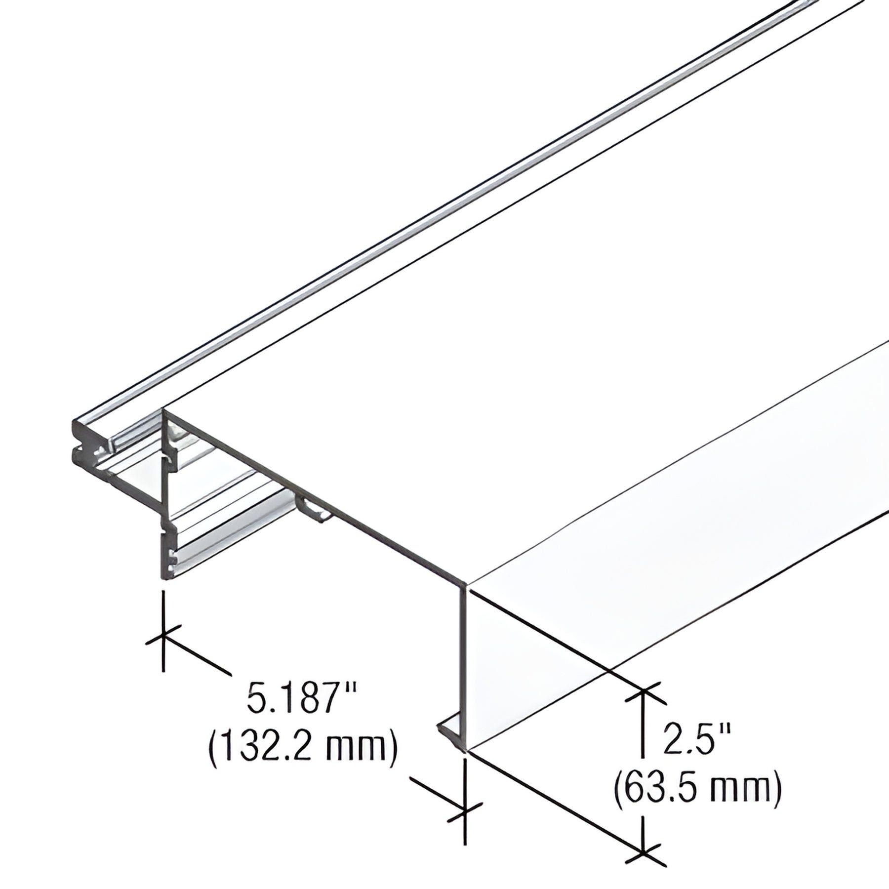 CRL-U.S. Aluminum White KYNAR® Paint 5-1/4" Open Back Roll Under Horizontal Mullion for StormWall XL