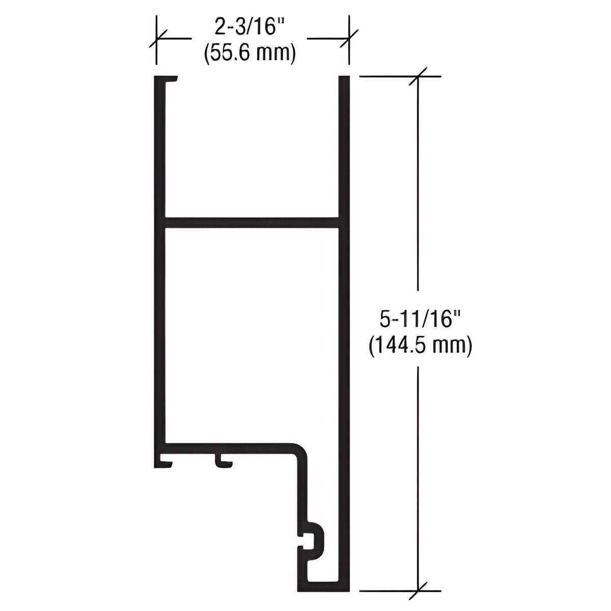 CRL-U.S. Aluminum White KYNAR® Paint 5-11/16" Top Rail for 9/16" Glass - 21'