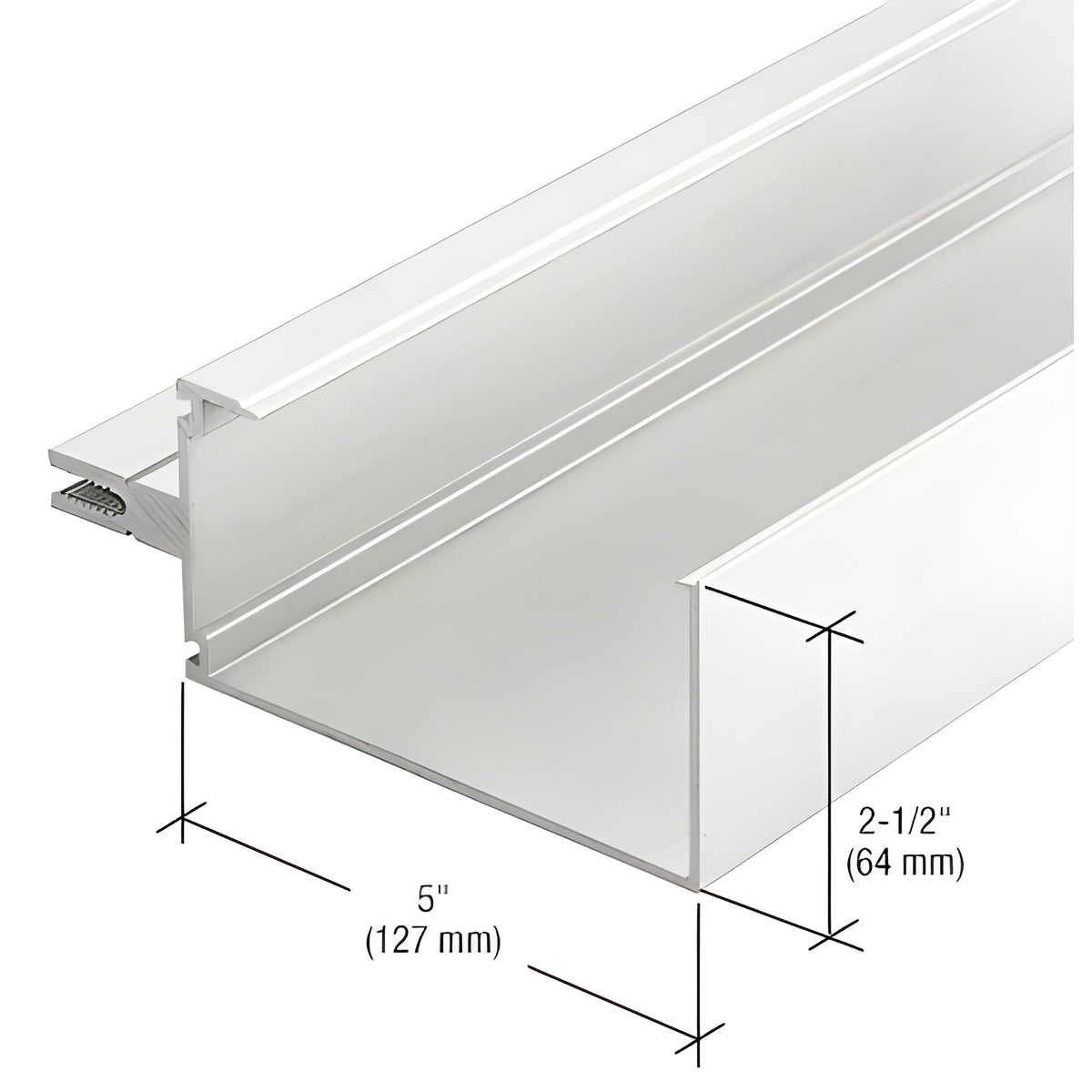 CRL-U.S. Aluminum White KYNAR® Paint 5" Open Back Horizontal Mullion - 24'-2"