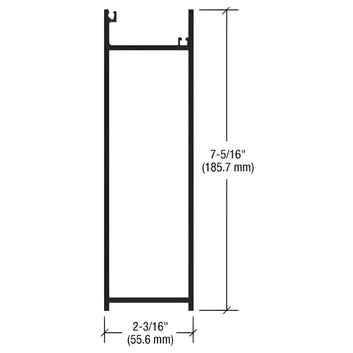 CRL-U.S. Aluminum White KYNAR® Paint 7-5/16" Bottom Rail IG600 Door for 1-5/16" Glazing, 21'-2"